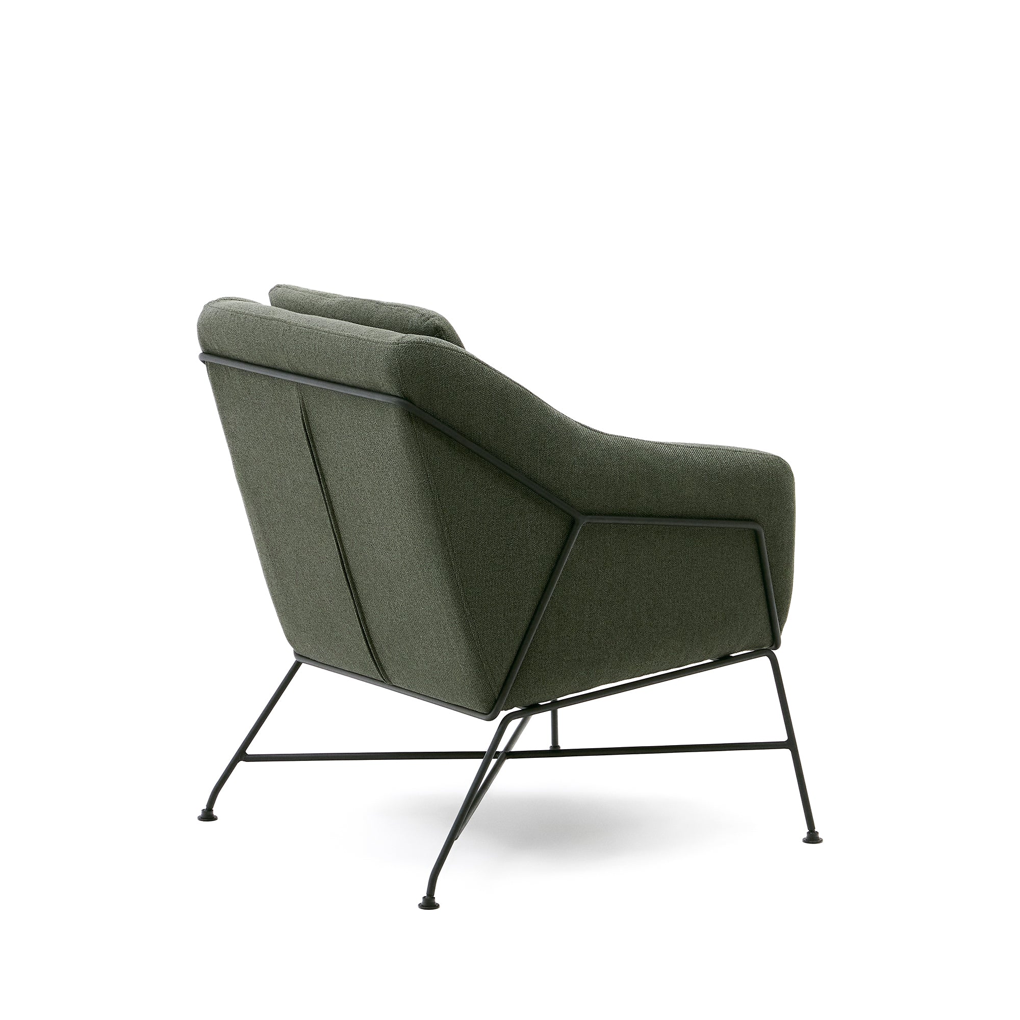 Brida armchair in green and steel legs with black finish 