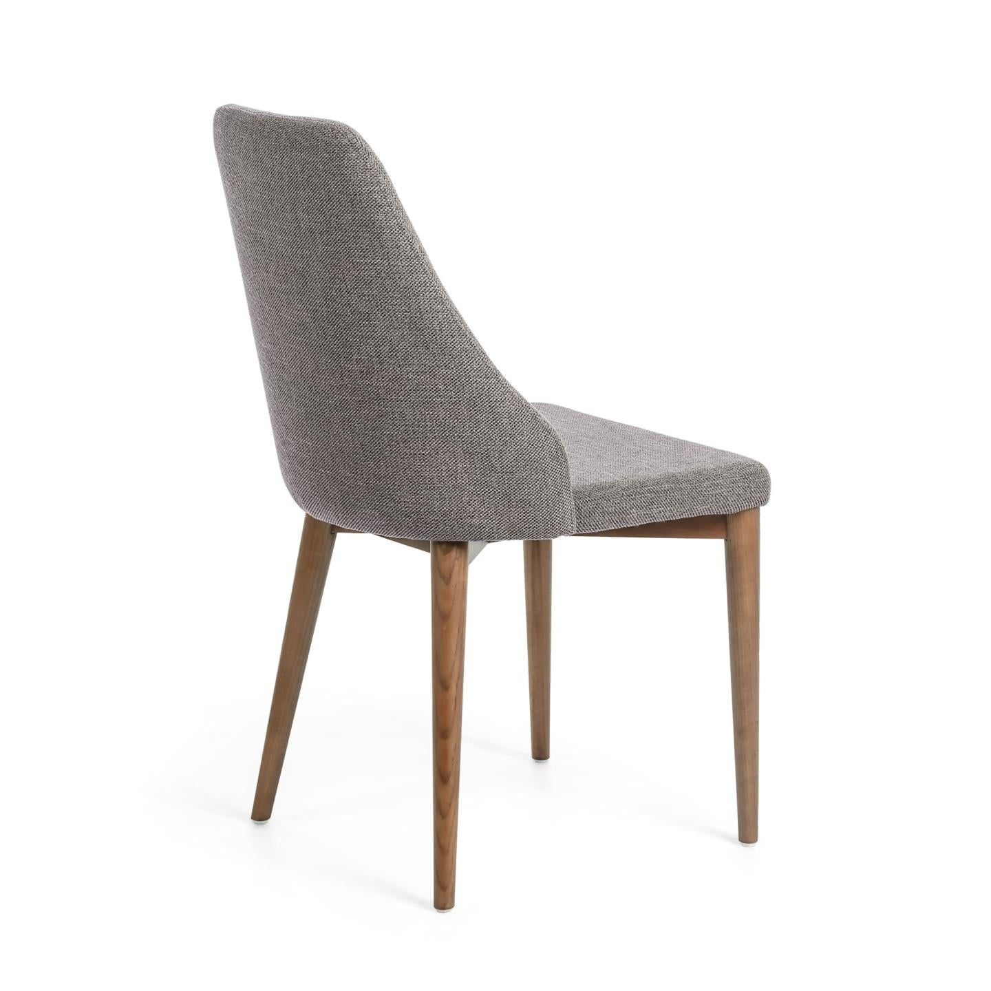 Rosie light grey chair with solid ash legs with dark finish