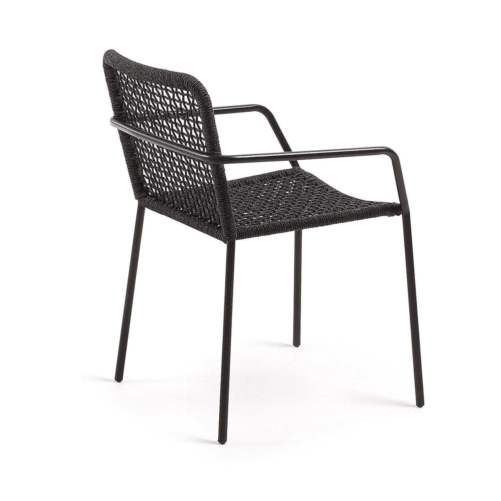 Ellen egymásba rakható szék fekete zsinórból, horganyzott acélból