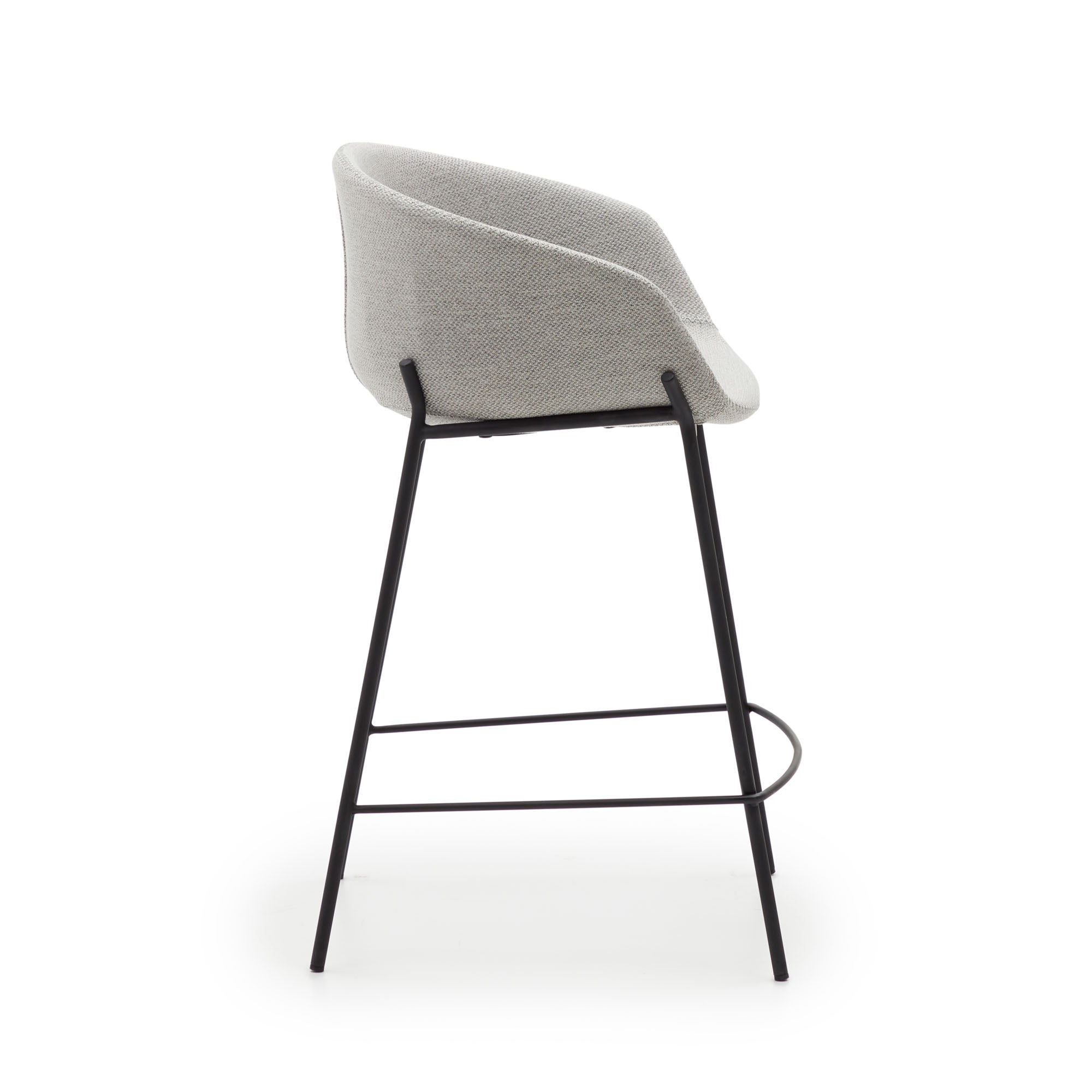 Yvette light grey stool with steel in a black finish, height 65 cm
