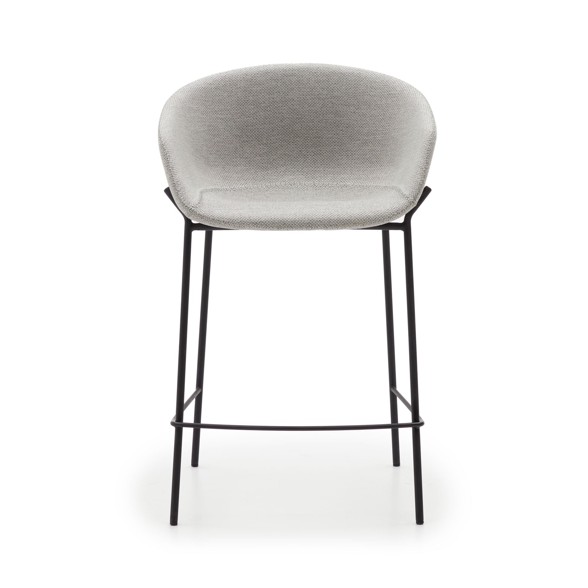 Yvette light grey stool with steel in a black finish, height 65 cm