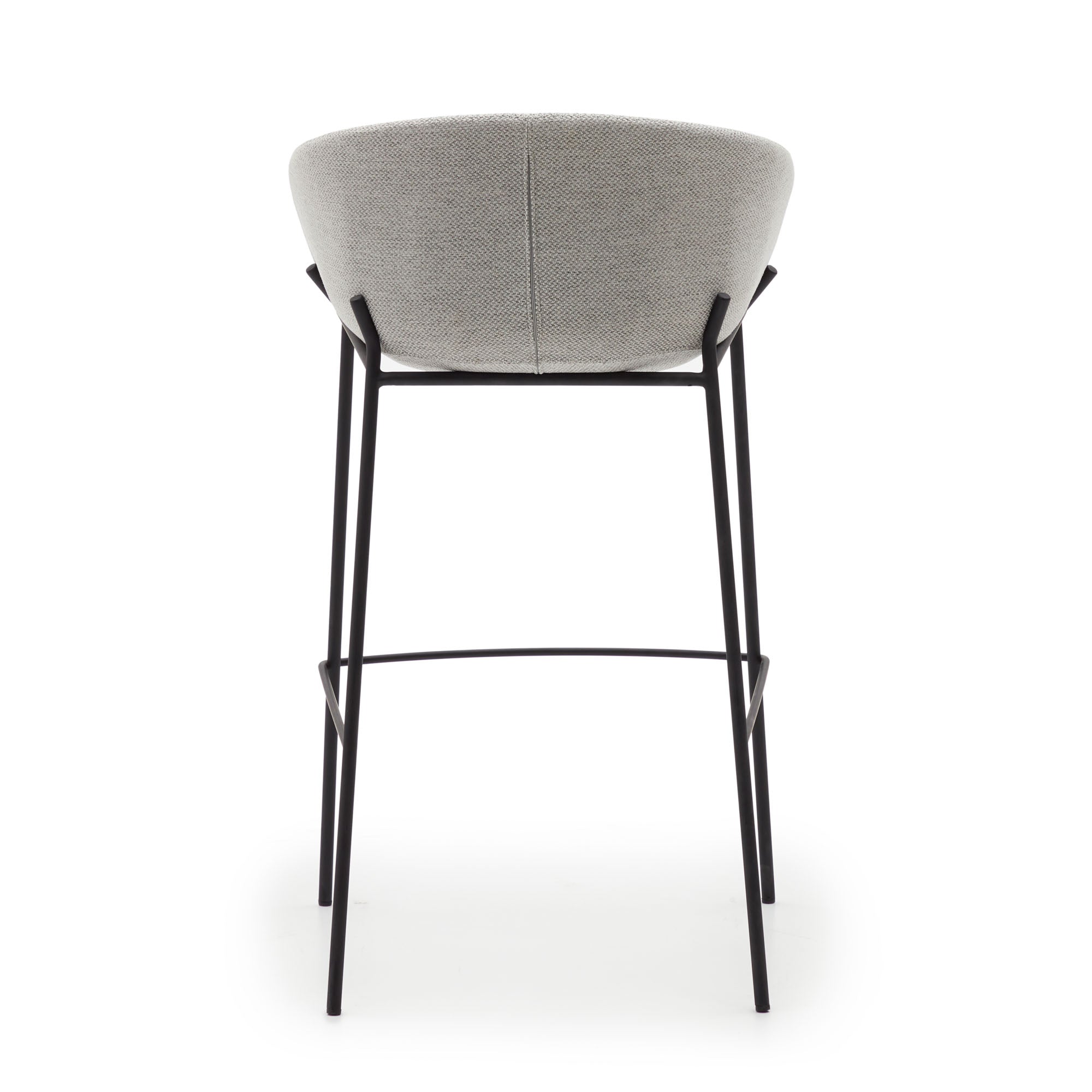 Yvette light grey stool with steel in a black finish, height 65 cm