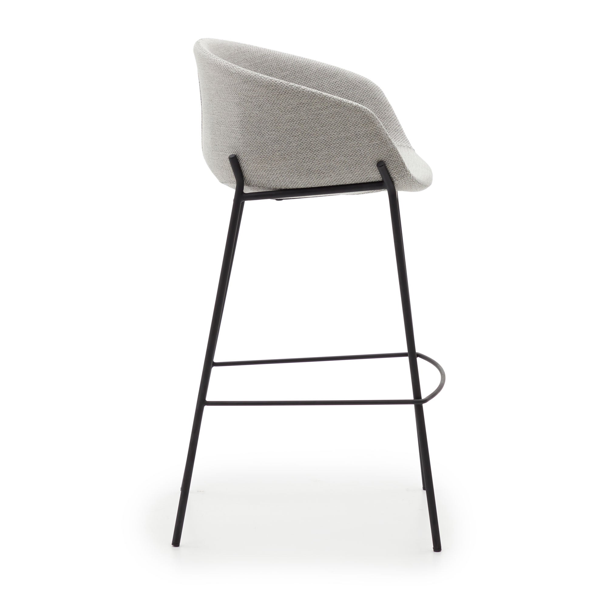 Yvette light grey stool with steel in a black finish, height 74 cm