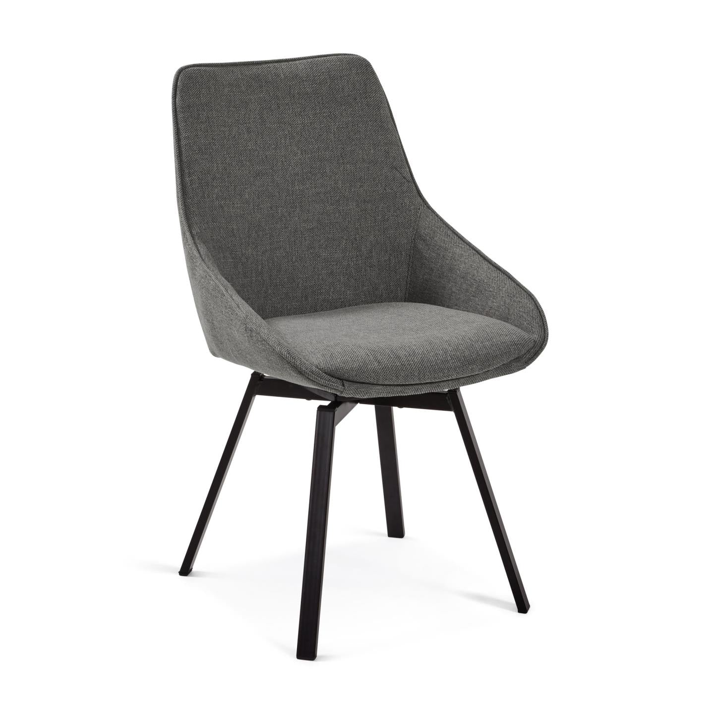Jenna dark grey swivel chair with steel legs with black finish