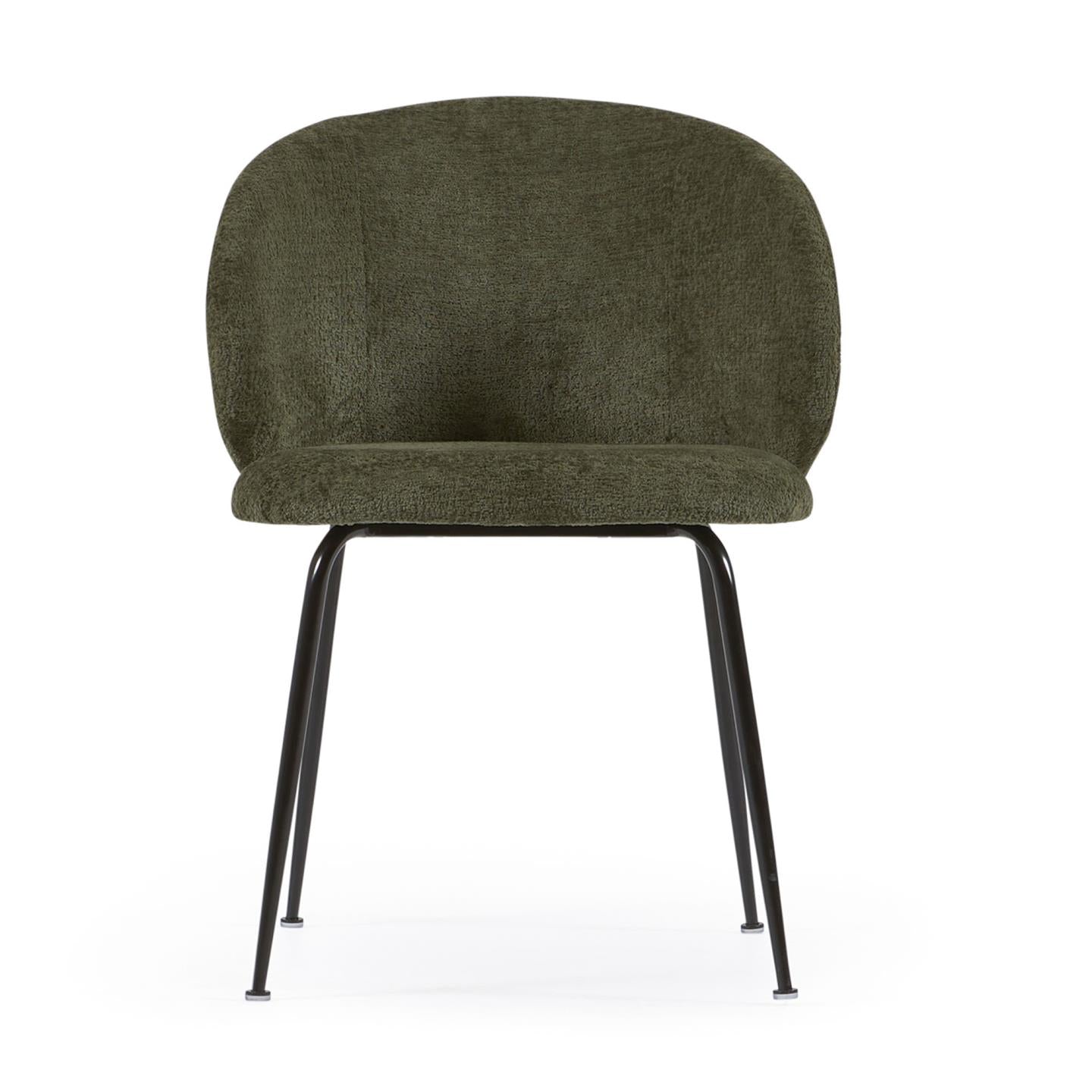 Minna zsenília szék zöld színben, fekete acéllábakkal