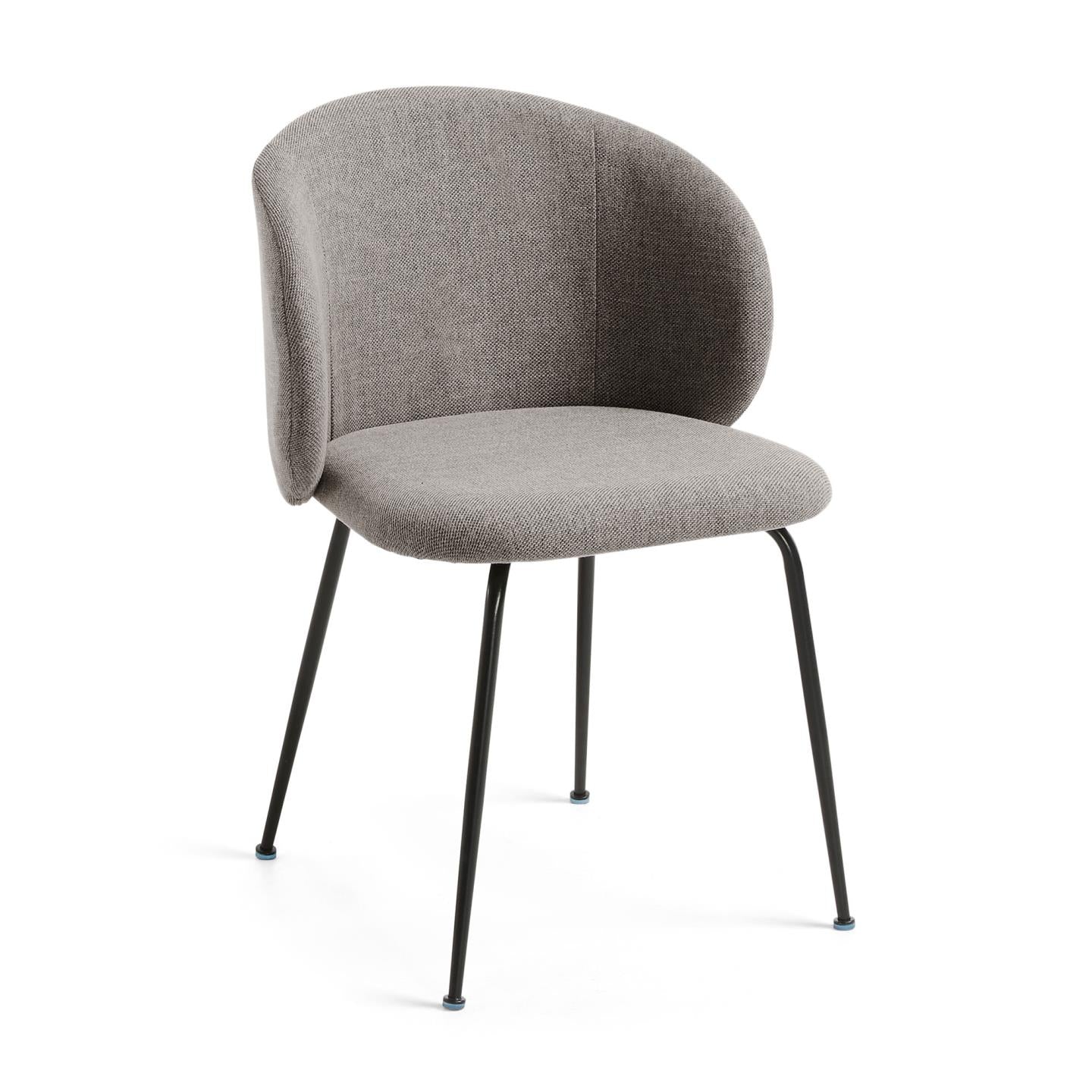 Minna light grey chair with steel legs with black finish