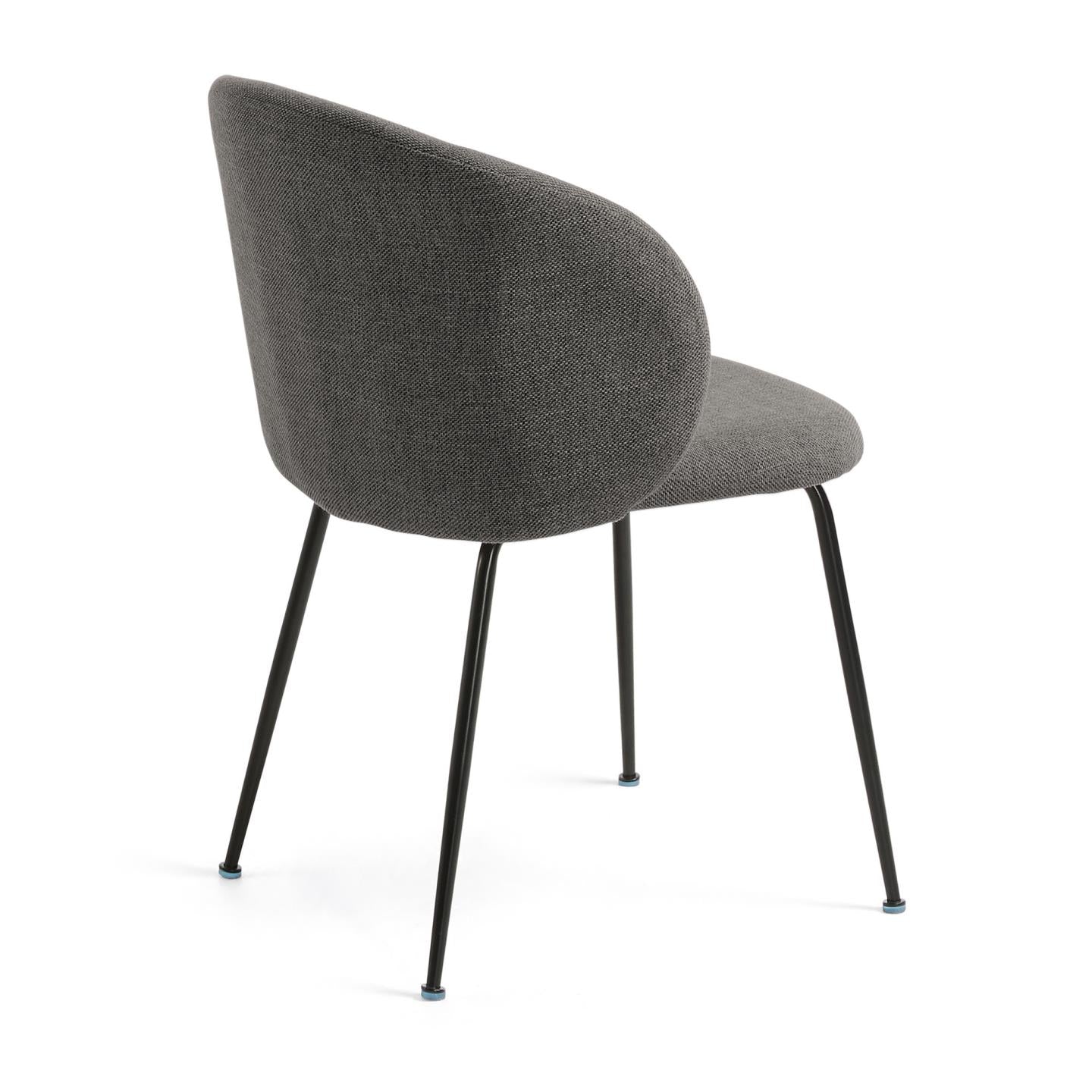 Minna dark grey chair with steel legs with black finish
