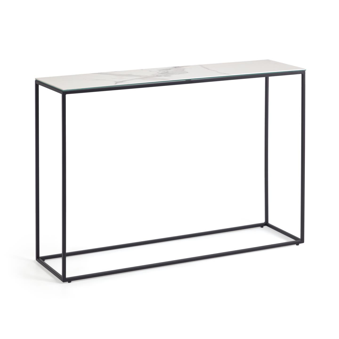Rewena console table with Kalos Blanco porcelain top and steel structure, 110 x 75 cm