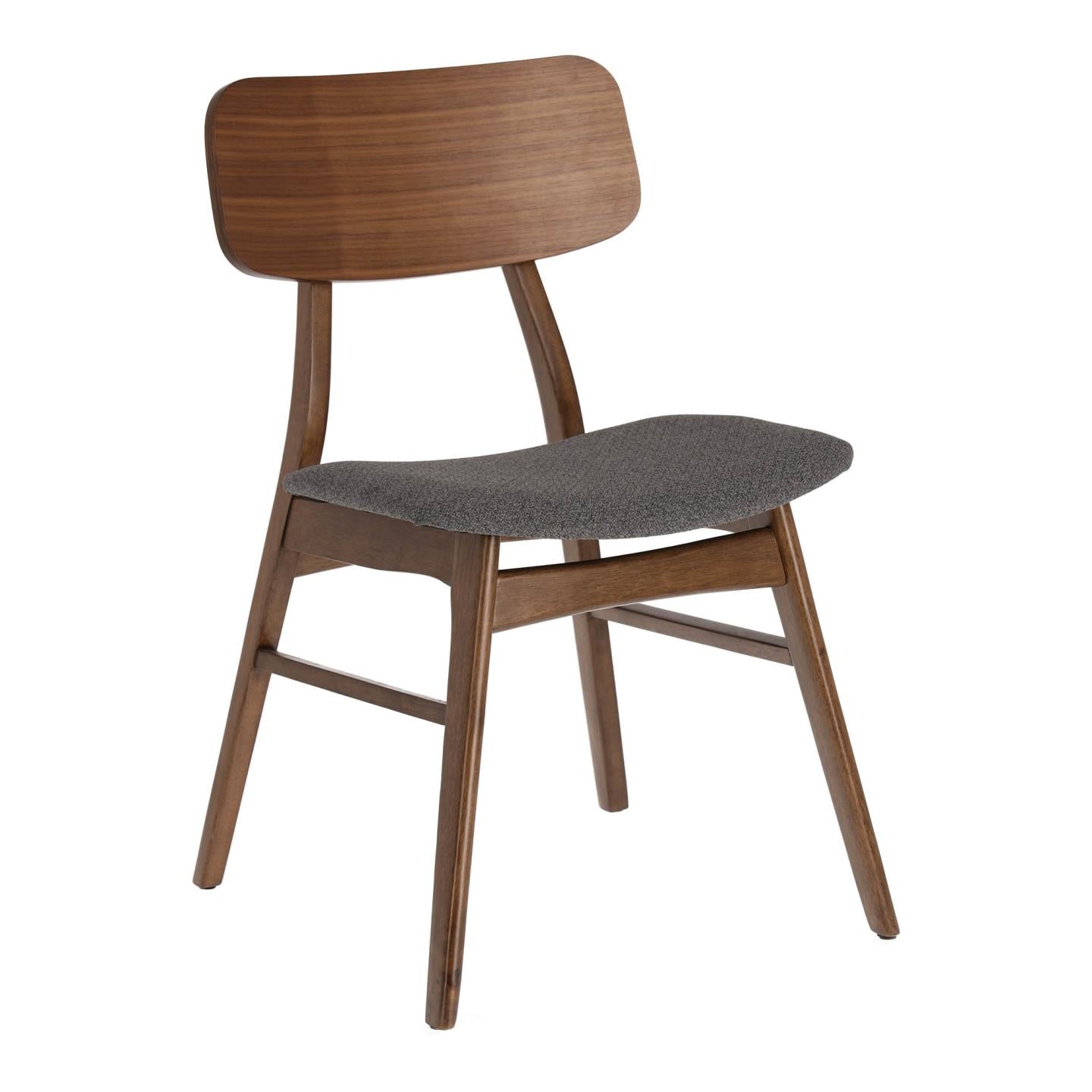Selia chair in solid rubber wood, oak veneer and dark grey upholstery