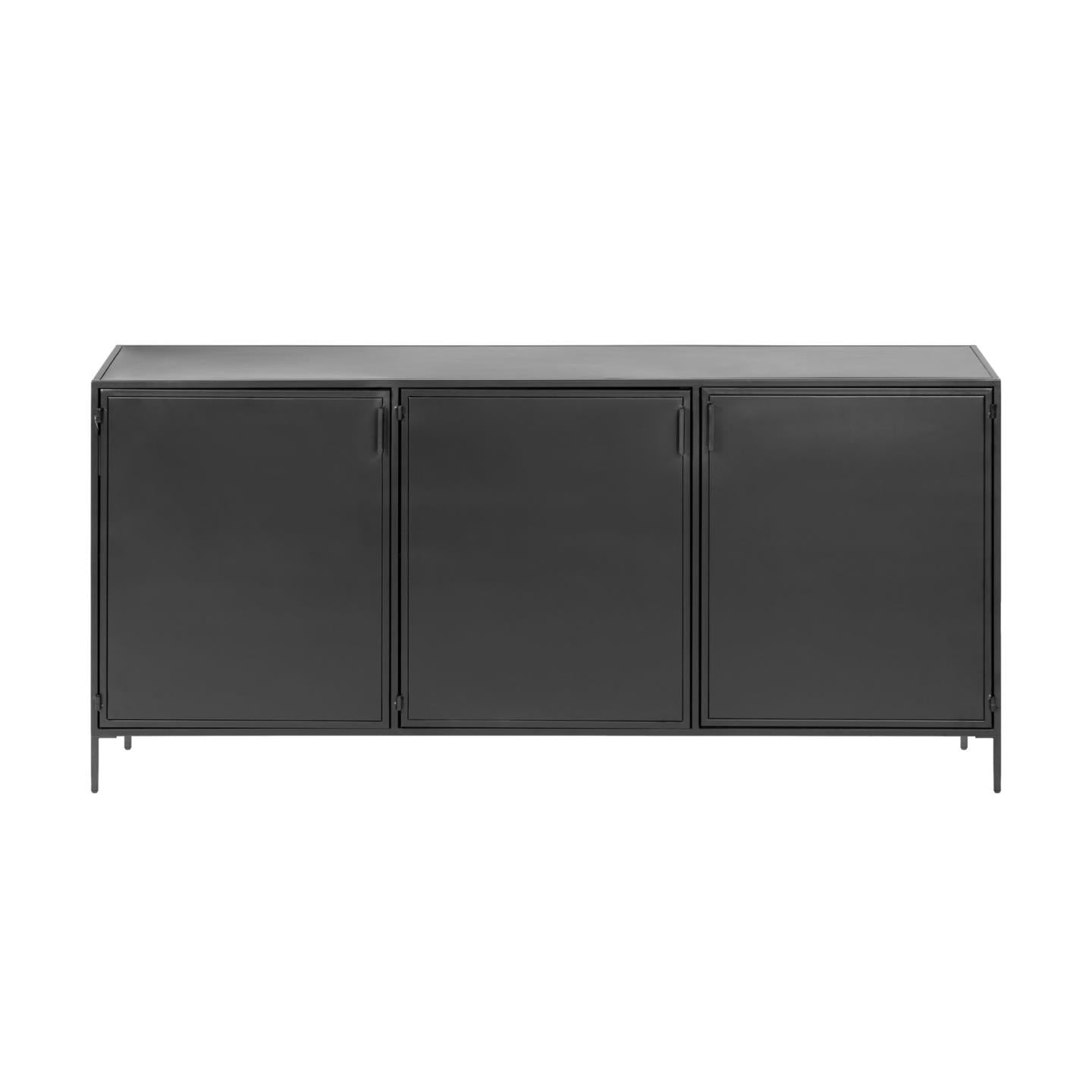 Shantay metal sideboard in a painted black finish with 3 doors, 160 x 72 cm
