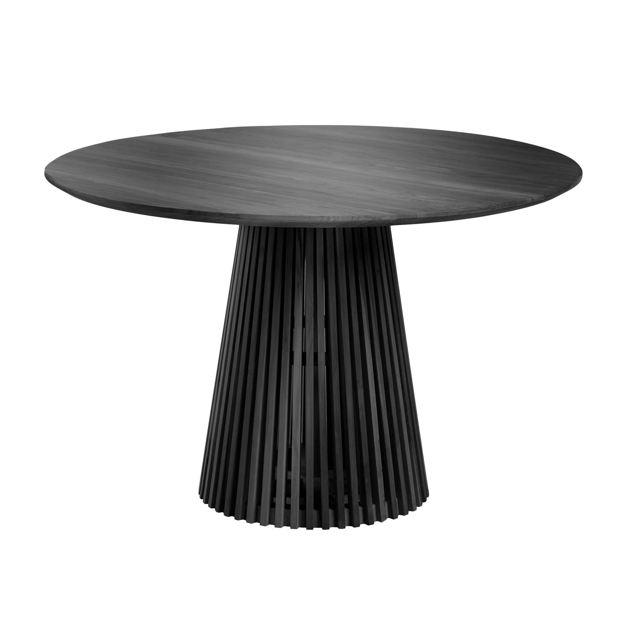 White cedar wood table top with black finish for Jeanette round table, Ø 120 cm