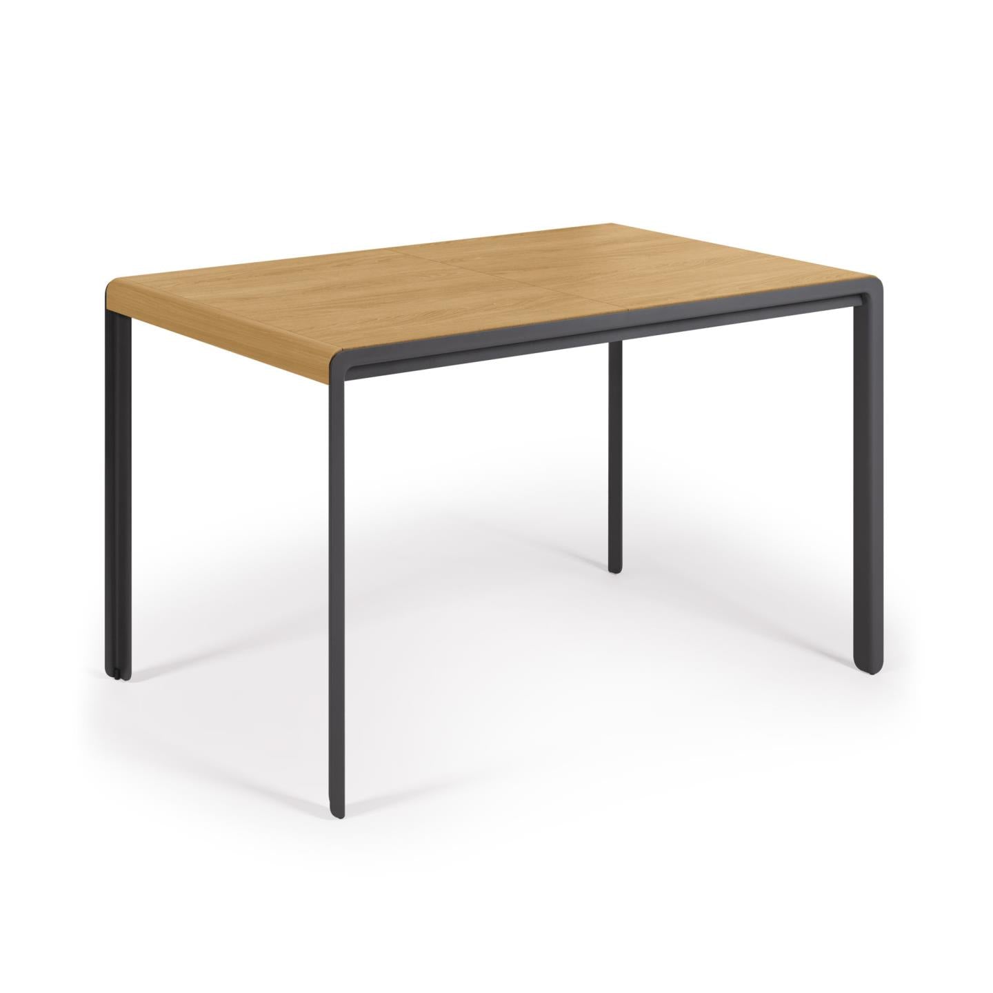 Nadyria kihúzható asztal tölgyfa furnérral és acél lábakkal 120 (160) x 80 cm