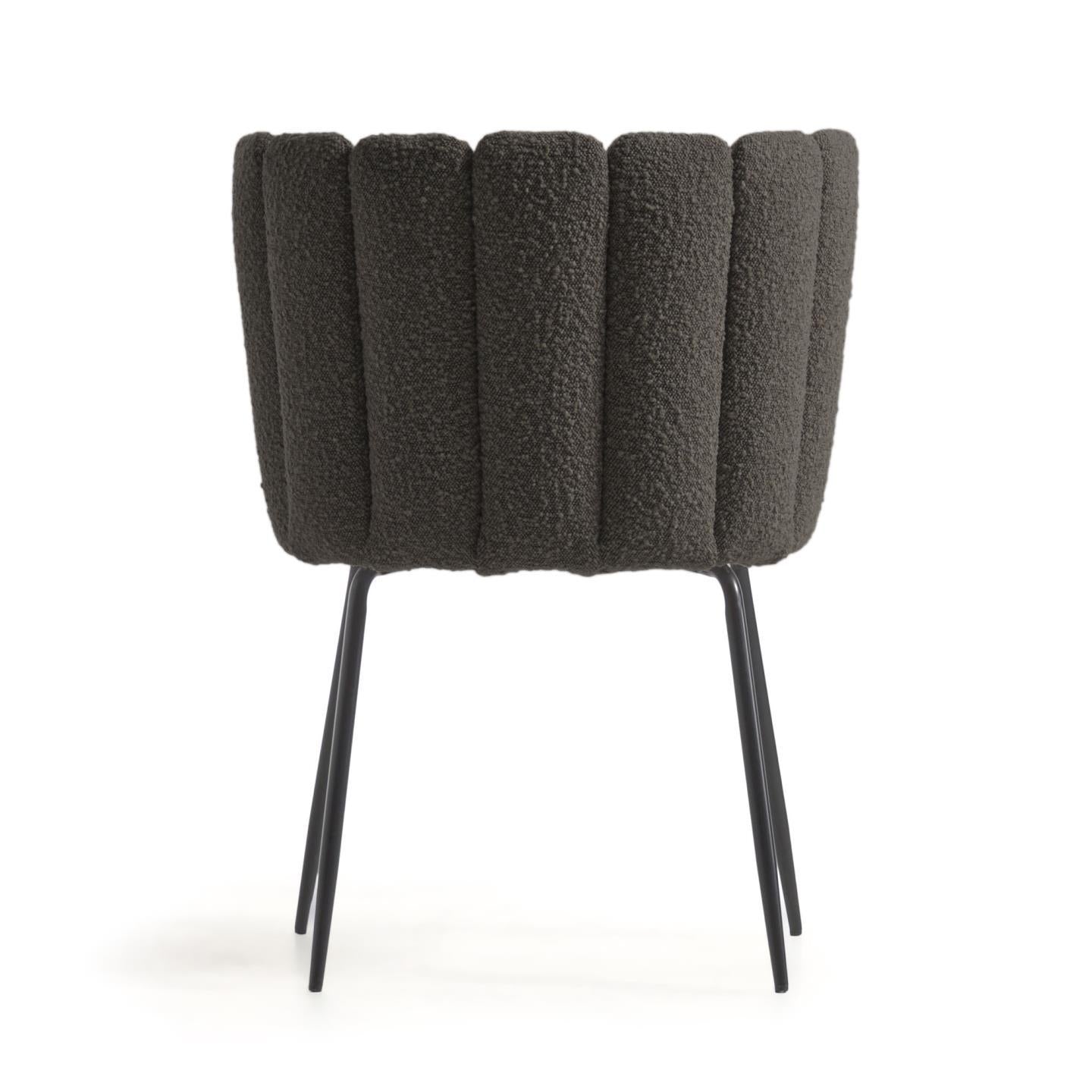 Aniela chair in black sheepskin and metal with black finish