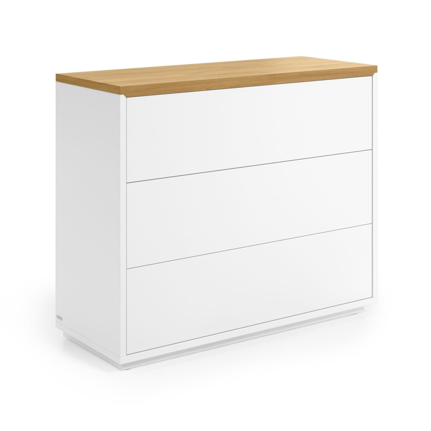 Abilen 3-drawer oak veneer and white lacquer chest of drawers 90 x 75 cm FSC 100%