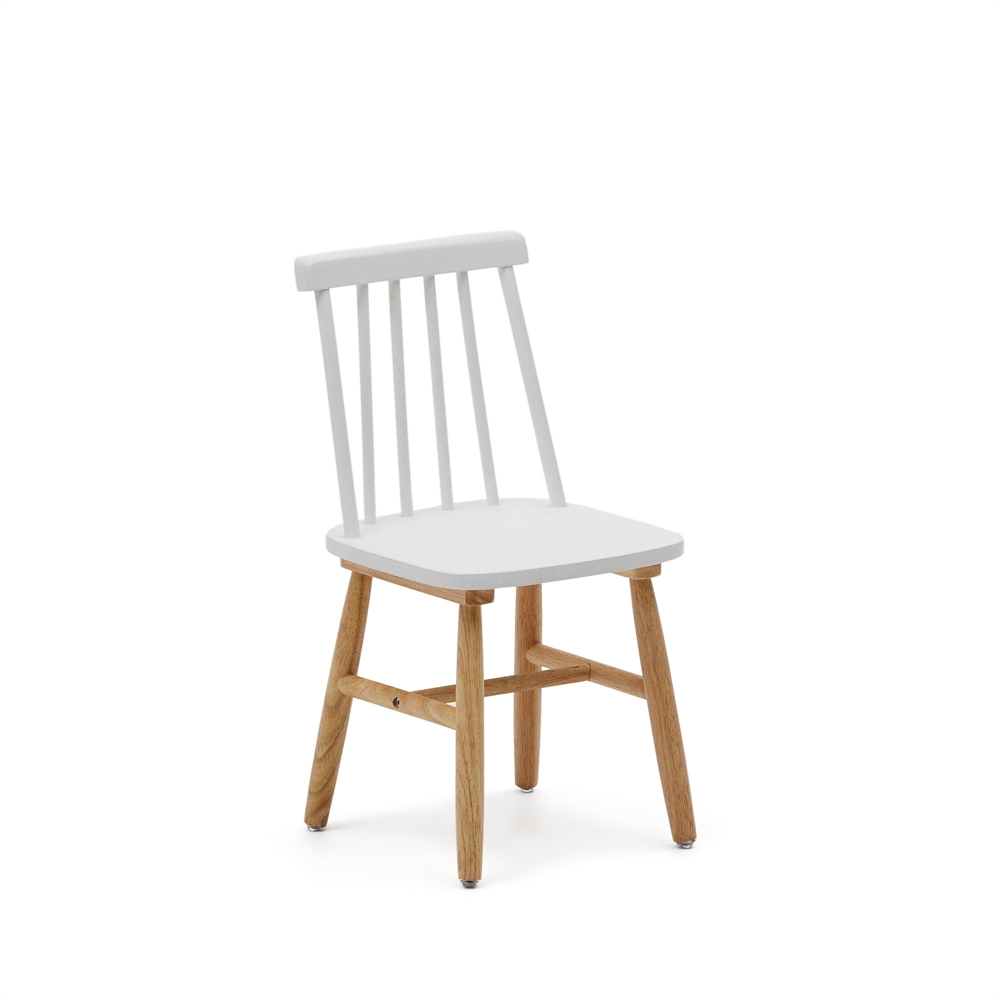 Tressia kids chair in solid rubber wood with white and natural finish
