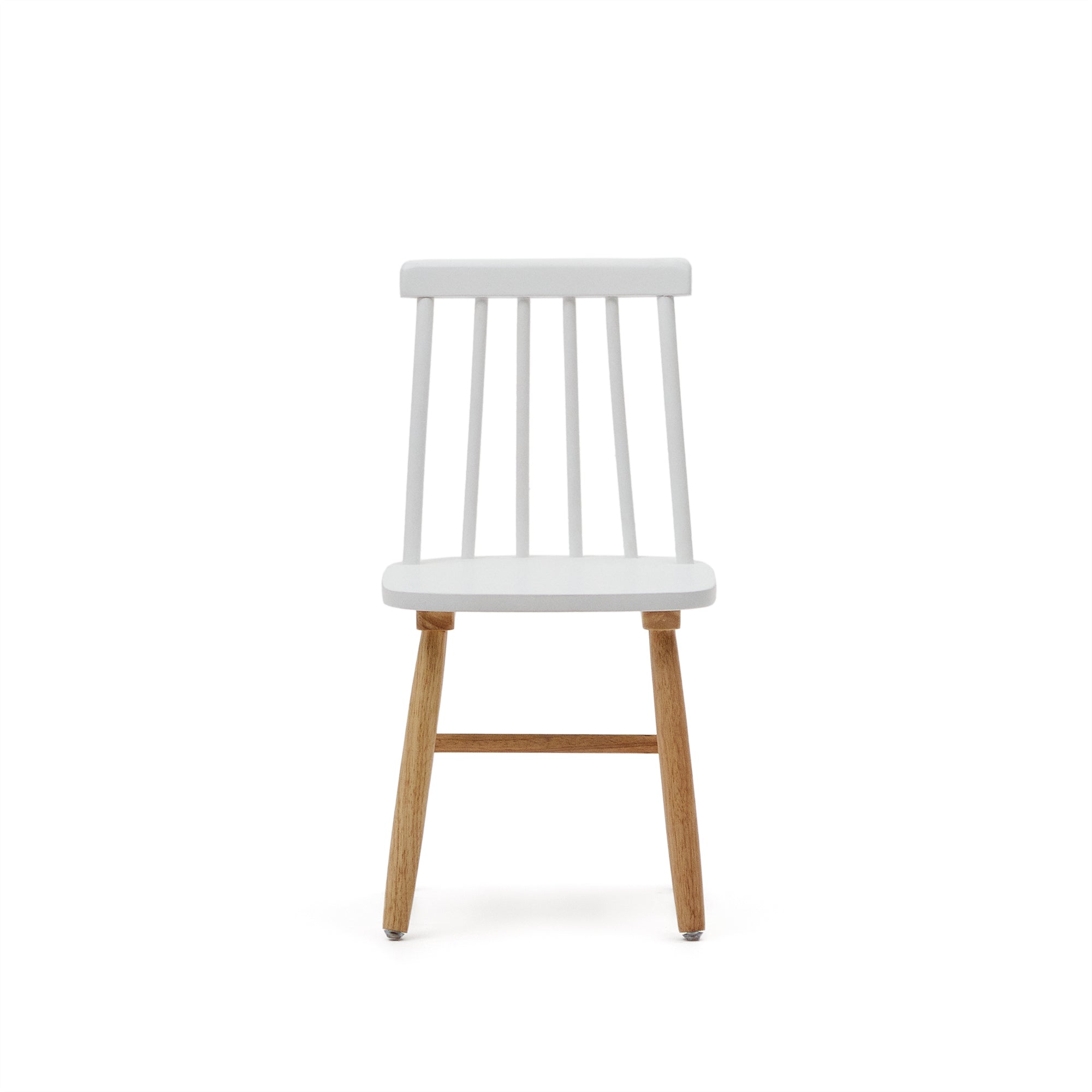 Tressia kids chair in solid rubber wood with white and natural finish