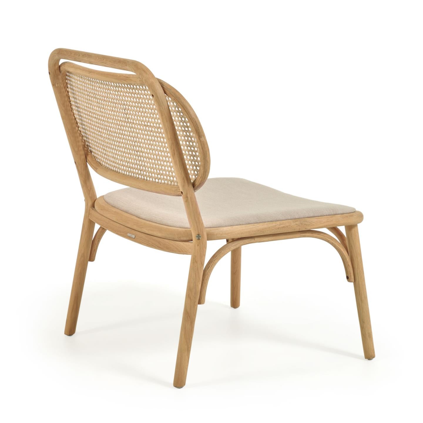 Doriane tömör tölgyfából készült, natúr kivitelű, kárpitozott ülőfelülettel ellátott fotel