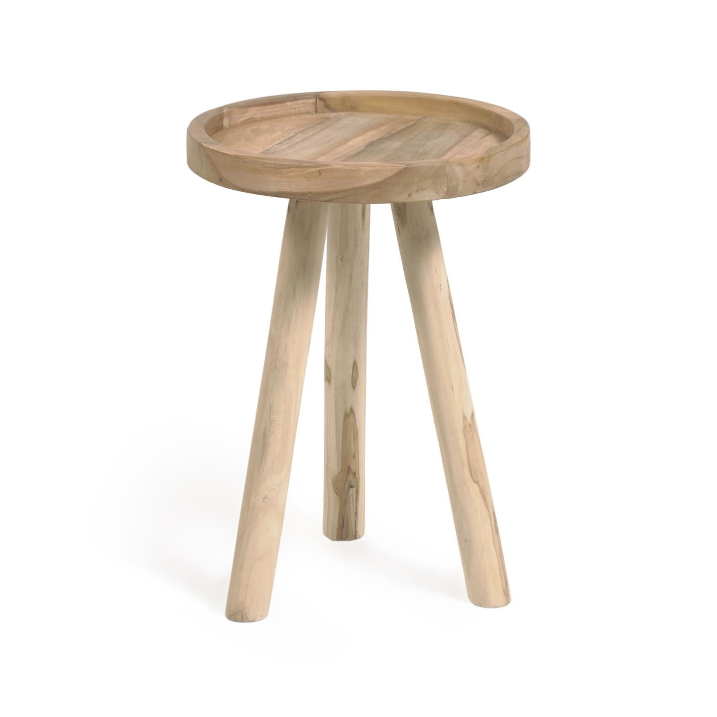 Glenda round solid teak wood side table, Ø 35 cm
