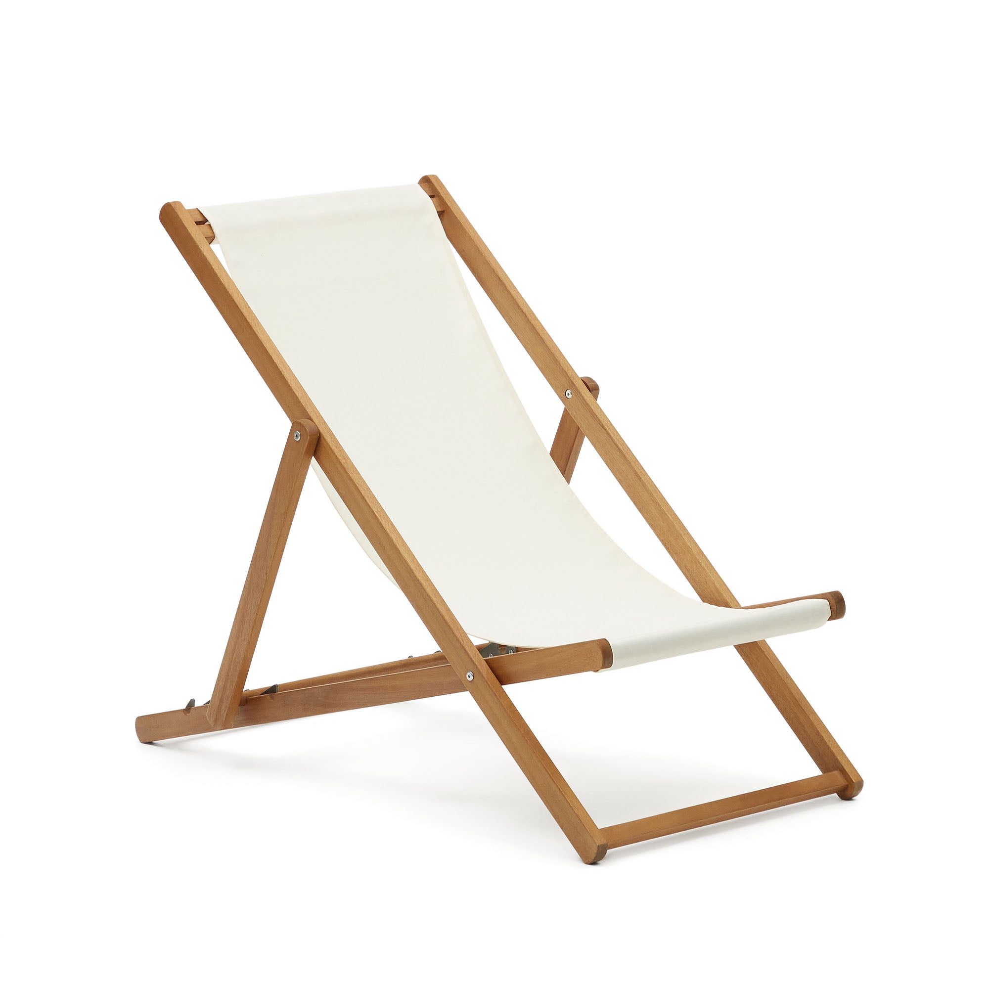 Adredna solid acacia outdoor deck chair in beige FSC 100%