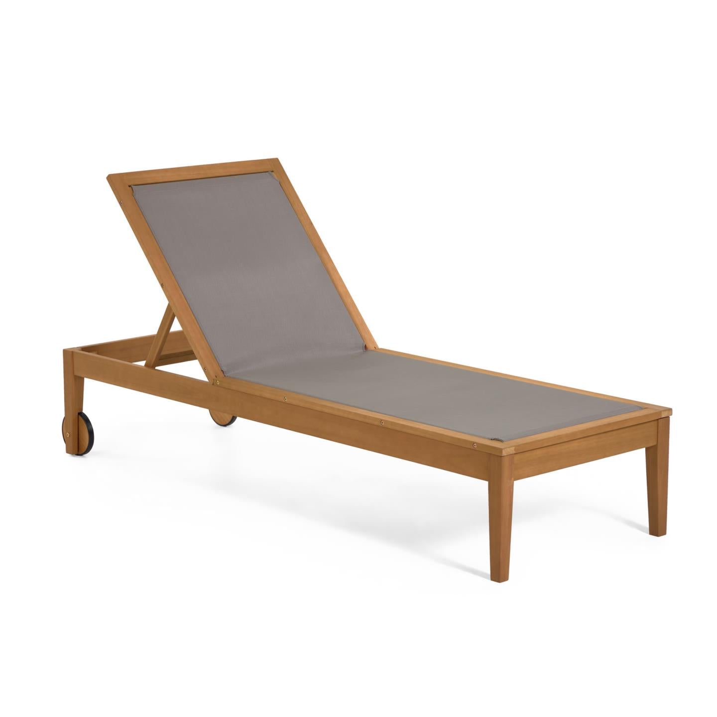 Caterin solid eucalyptus wood outdoor sun lounger in green, 100% FSC