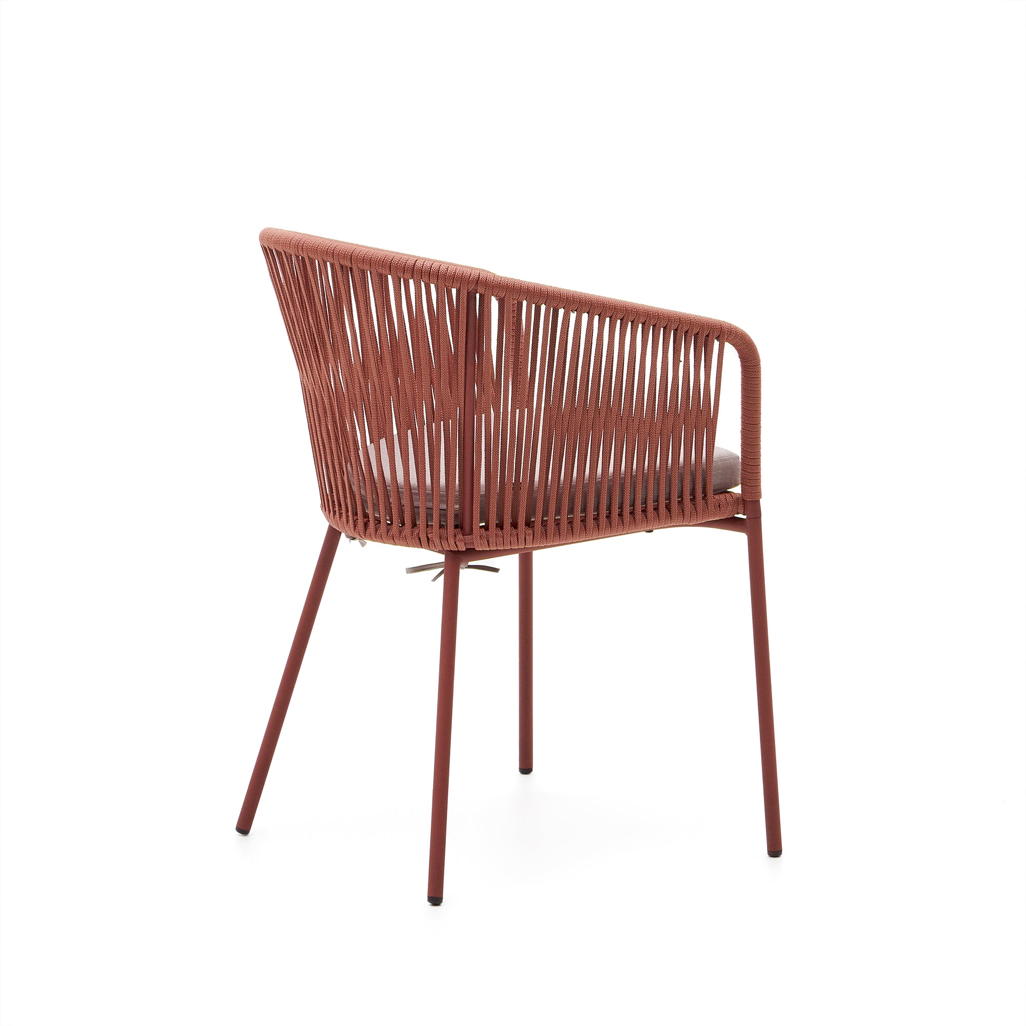 Yanet terracotta rope chair with galvanised steel legs