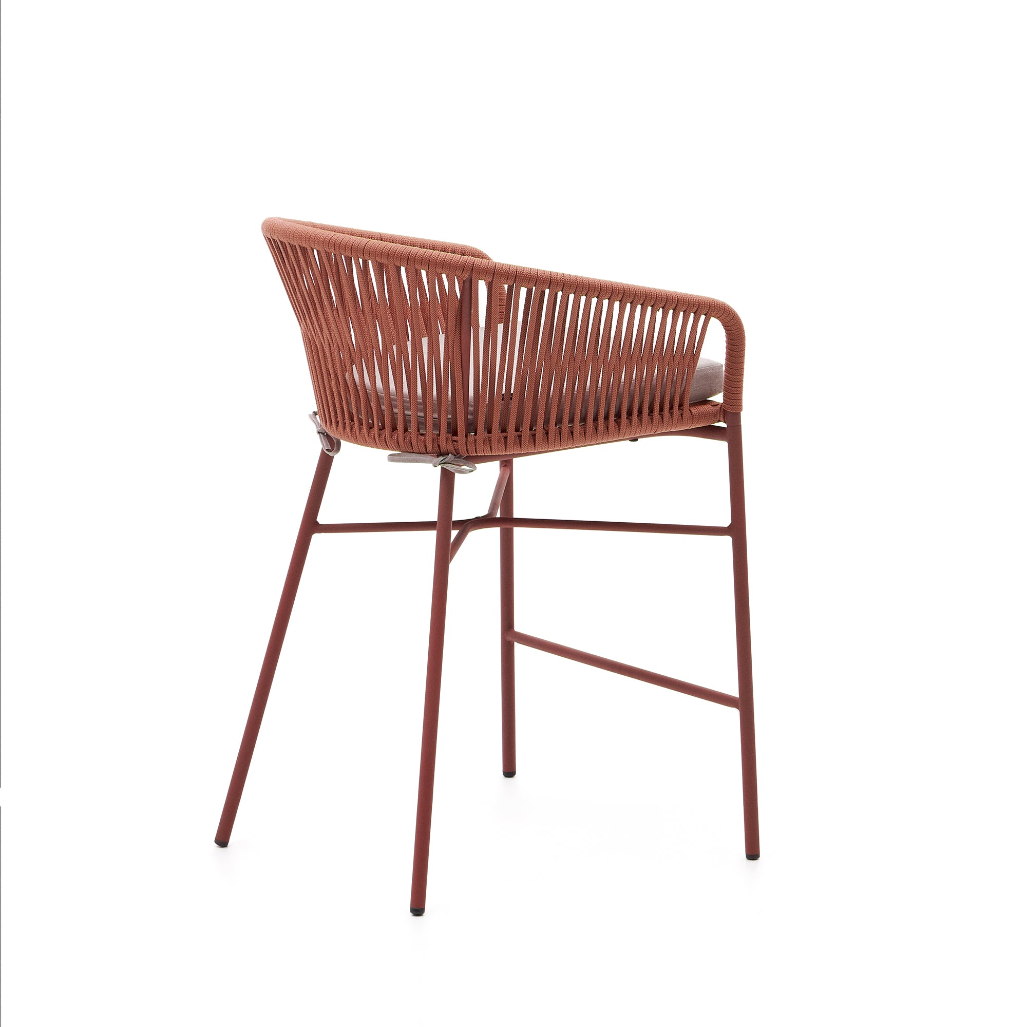 Yanet stackable stool made from terracotta cord and galvanised steel, height 65 cm