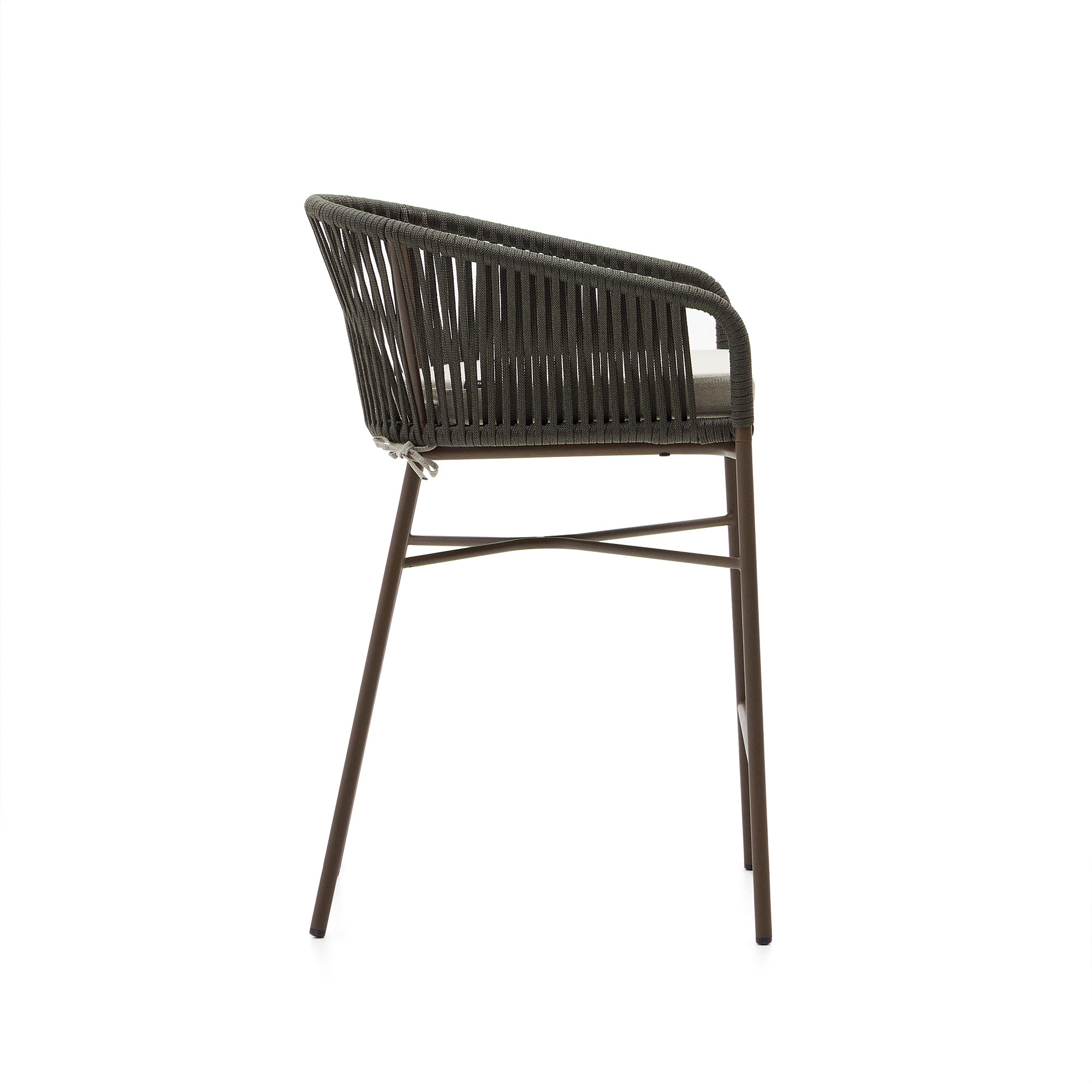 Yanet stool made from green cord and galvanised steel, height 65 cm