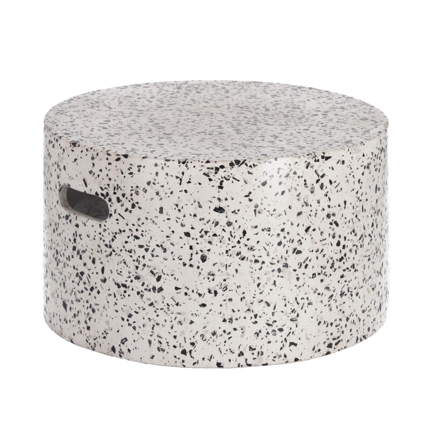 Jenell kültéri terrazzo dohányzóasztal fehér színben, Ø 52 cm