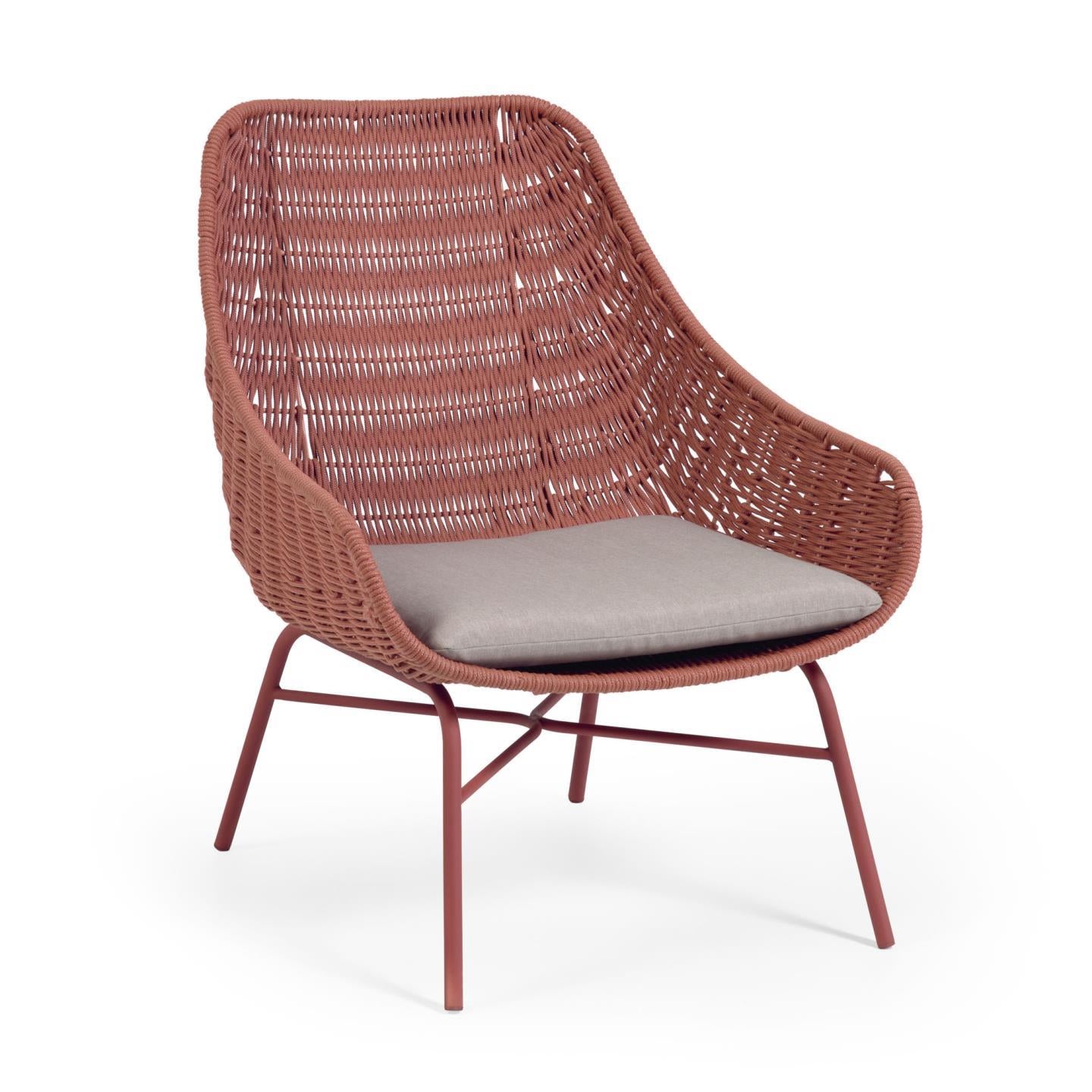 Abeli terracotta cord armchair with galvanised steel legs.