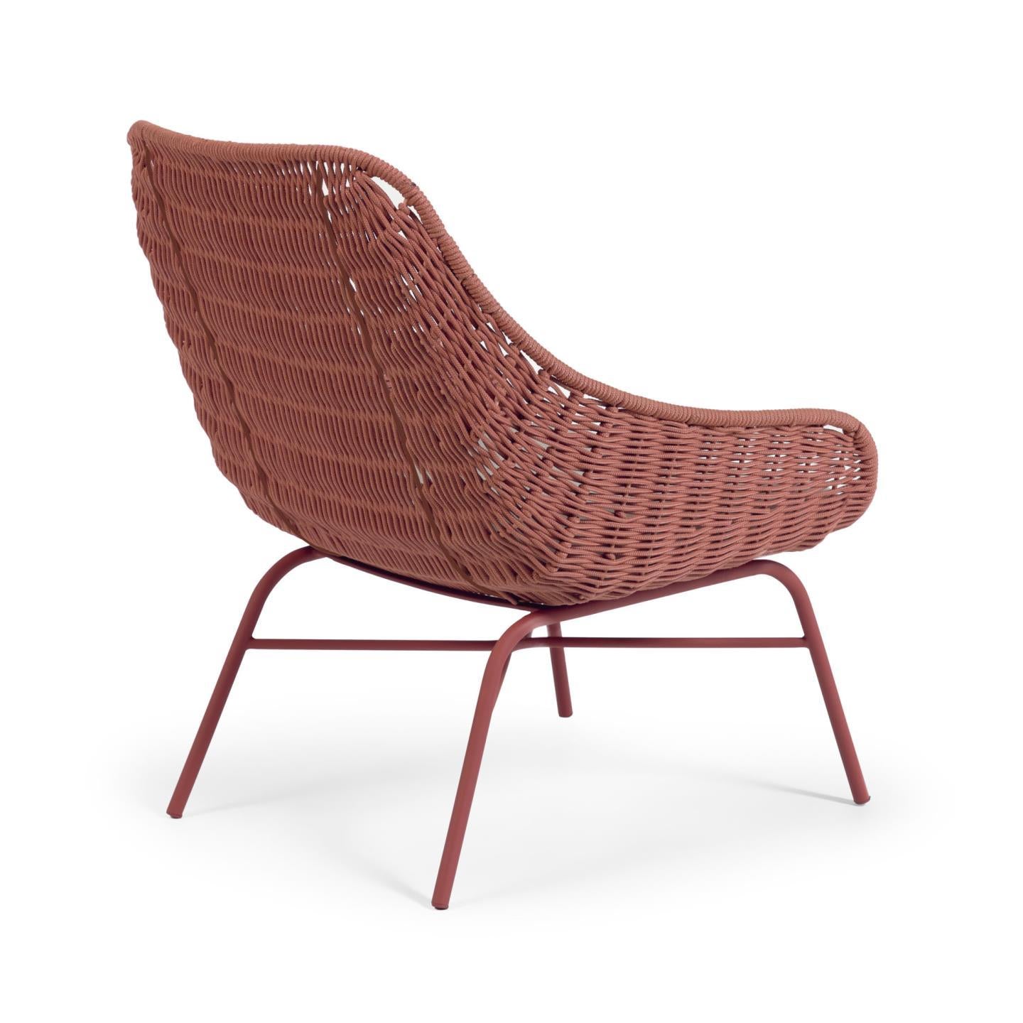 Abeli terracotta cord armchair with galvanised steel legs.