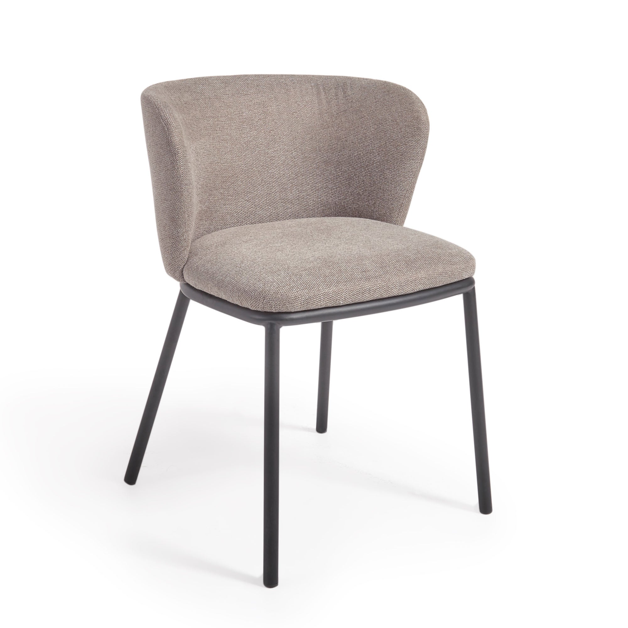 Ciselia chair in light brown chenille and black steel