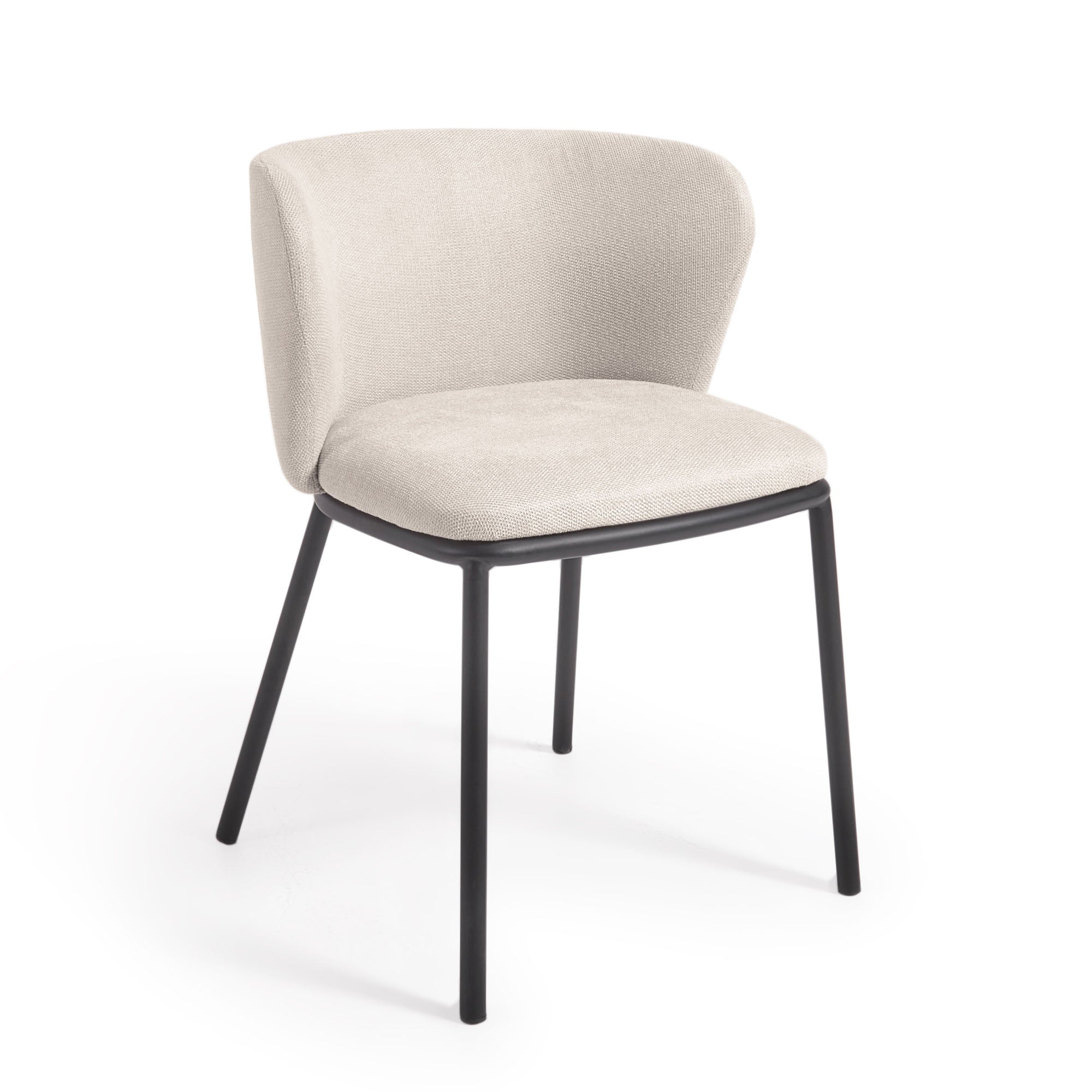 Ciselia chair in beige chenille and black steel