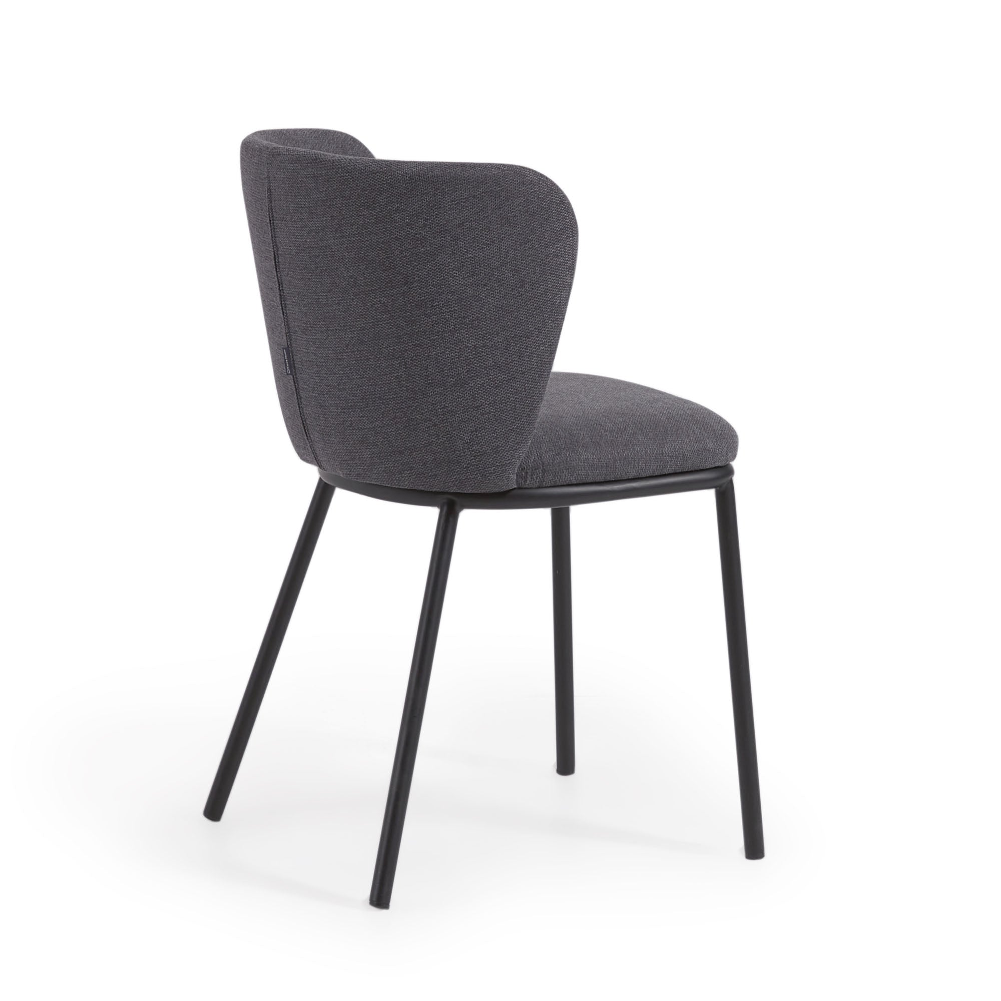Ciselia chair in dark grey chenille and black steel