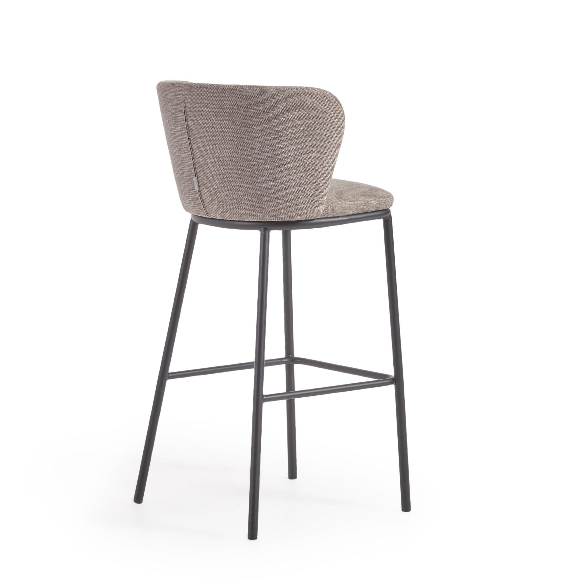 Ciselia stool in light brown chenille and black steel, 75 cm