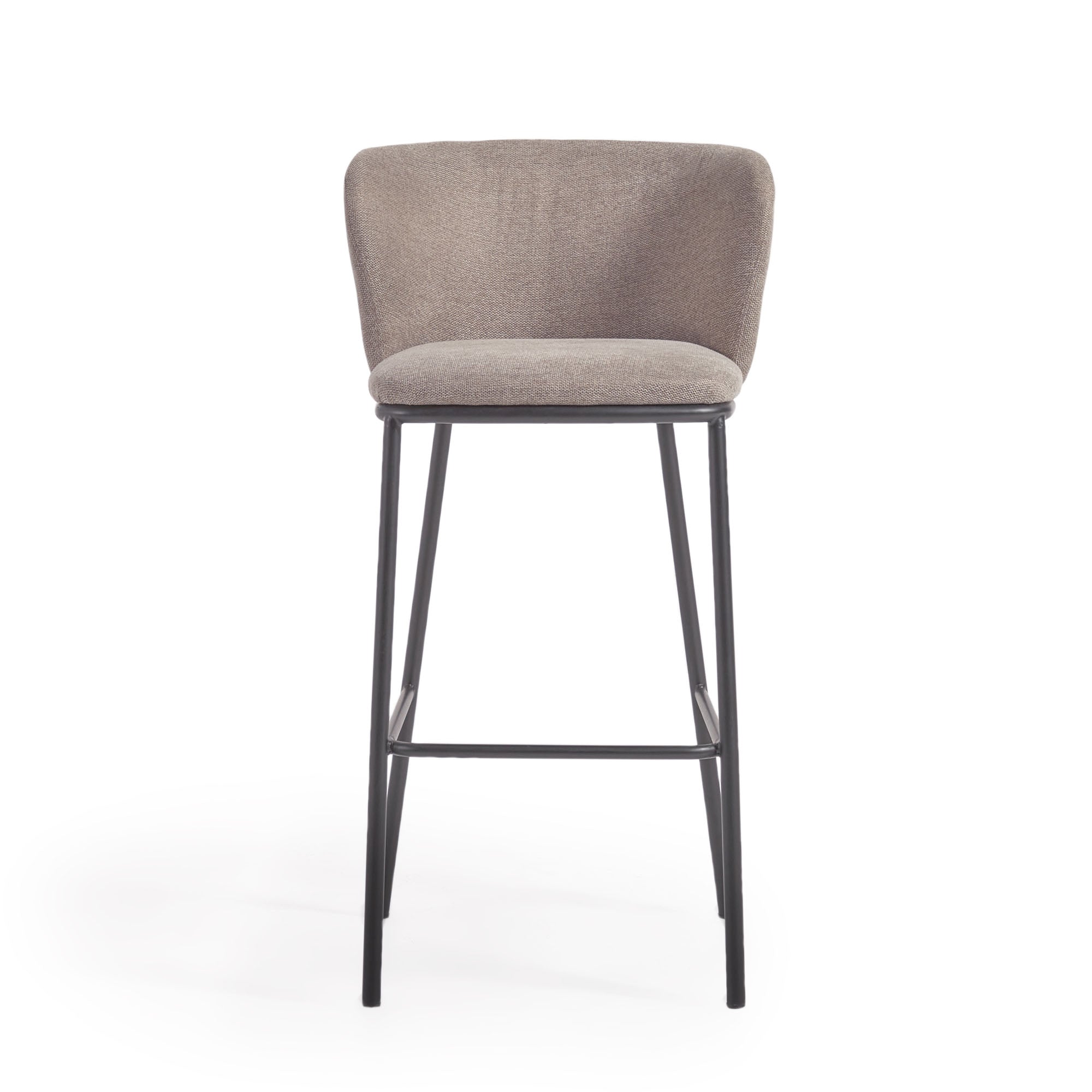 Ciselia stool in light brown chenille and black steel, 75 cm