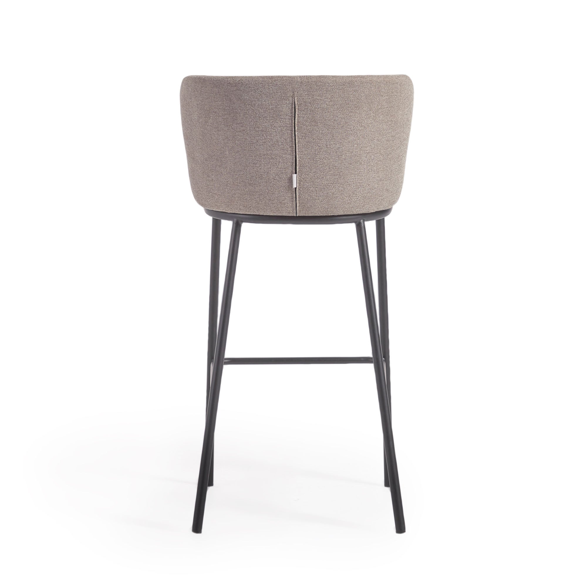 Ciselia stool in light brown chenille and black steel, 75 cm