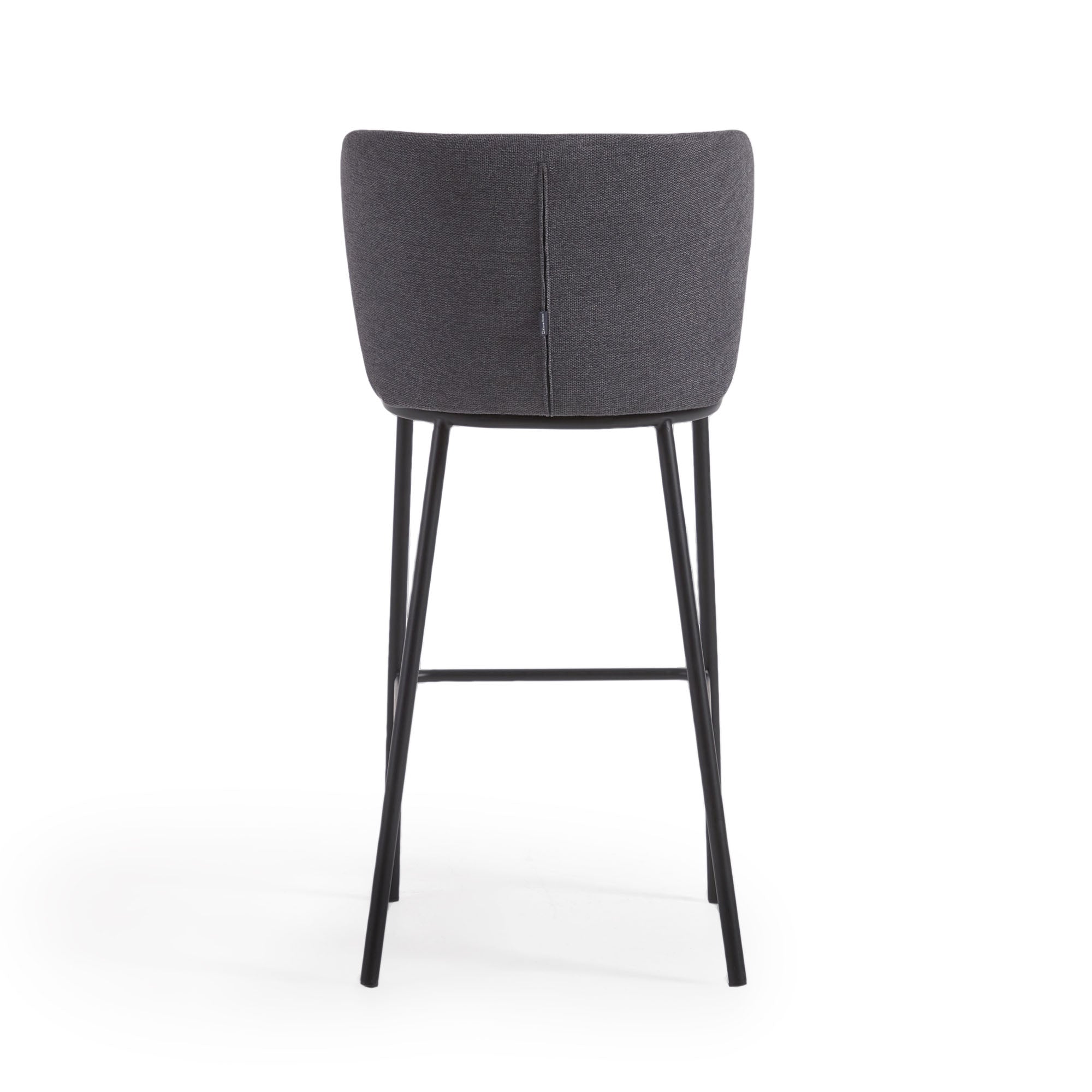 Ciselia stool in dark grey chenille and black steel, 75 cm