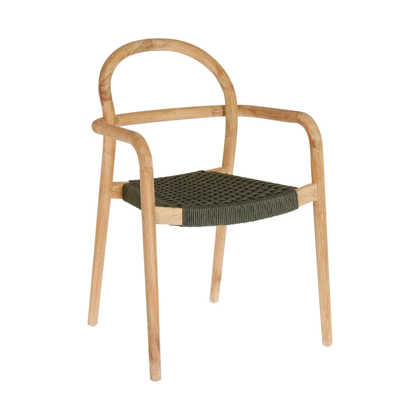 Sheryl egymásba rakható szék tömör 100% FSC eukaliptuszból és zöld kötélből