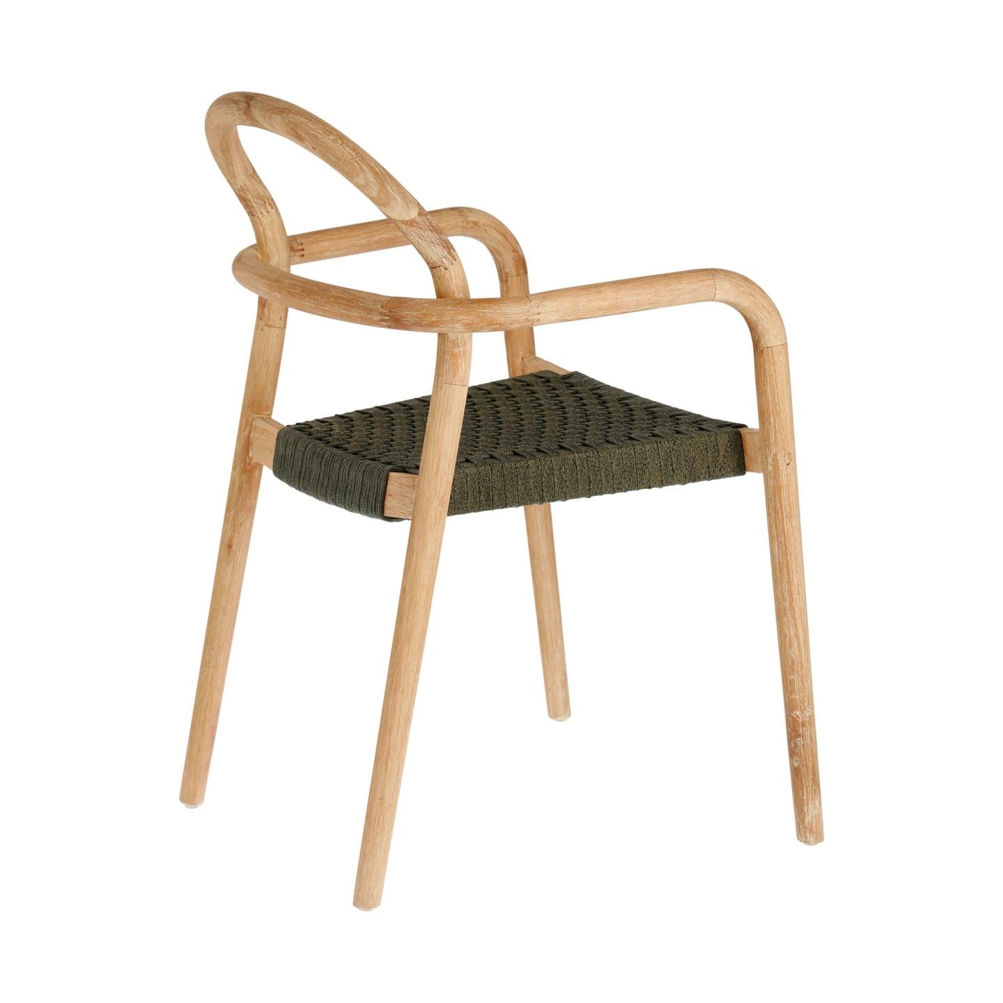 Sheryl egymásba rakható szék tömör 100% FSC eukaliptuszból és zöld kötélből