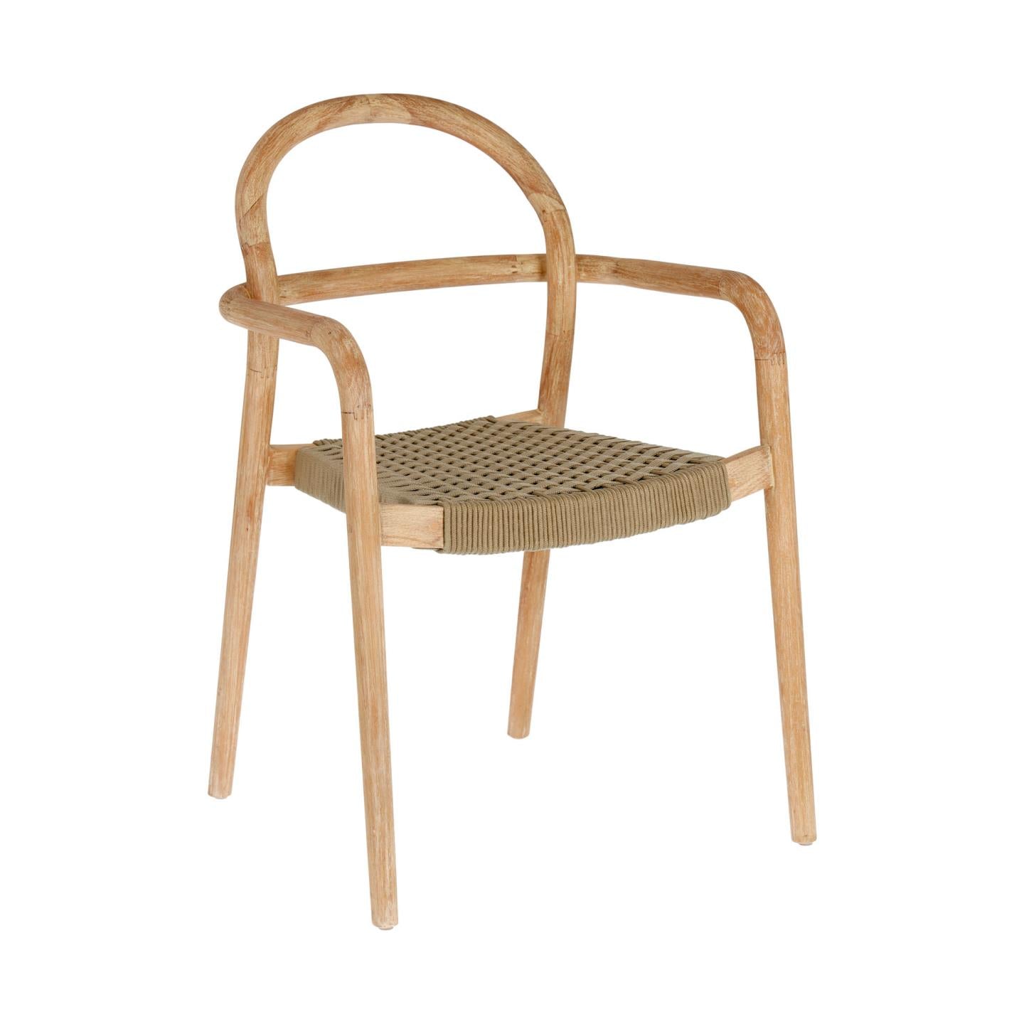 Sheryl egymásba rakható szék tömör 100% FSC eukaliptuszból és bézs színű kötélből