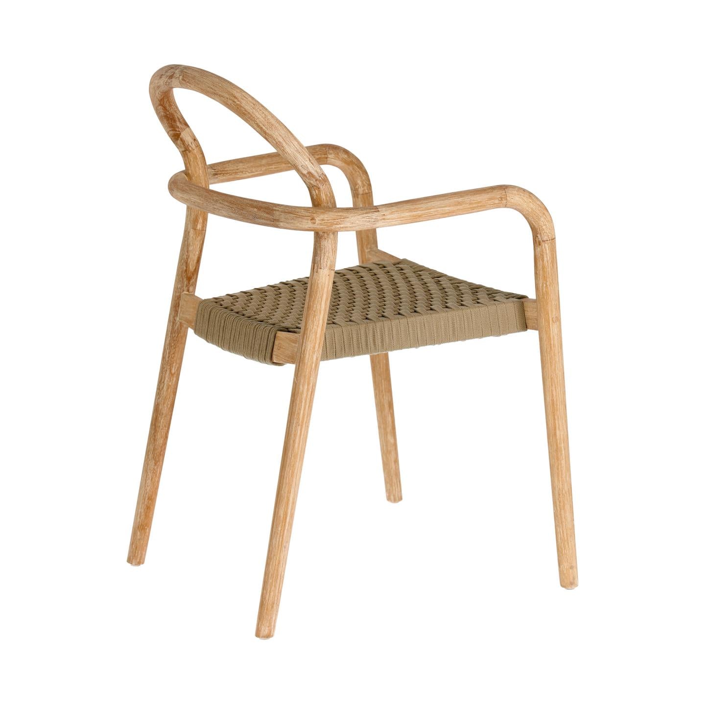 Sheryl stackable chair in solid 100% FSC eucalyptus and beige rope