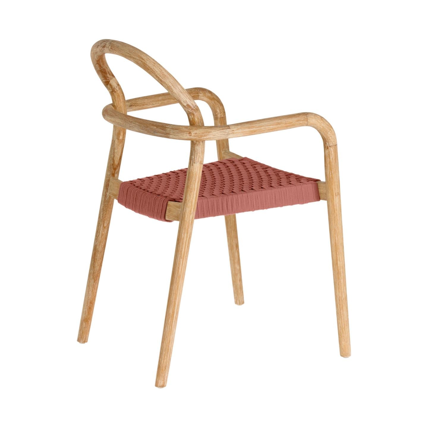 Sheryl stackable chair in solid 100% FSC eucalyptus and terracotta rope