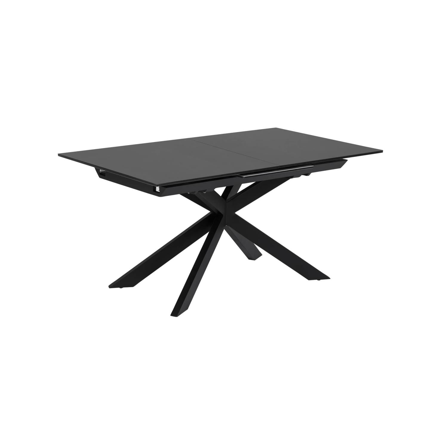 Atminda extendable glass table with steel legs with black finish 160 (210) x 90 cm