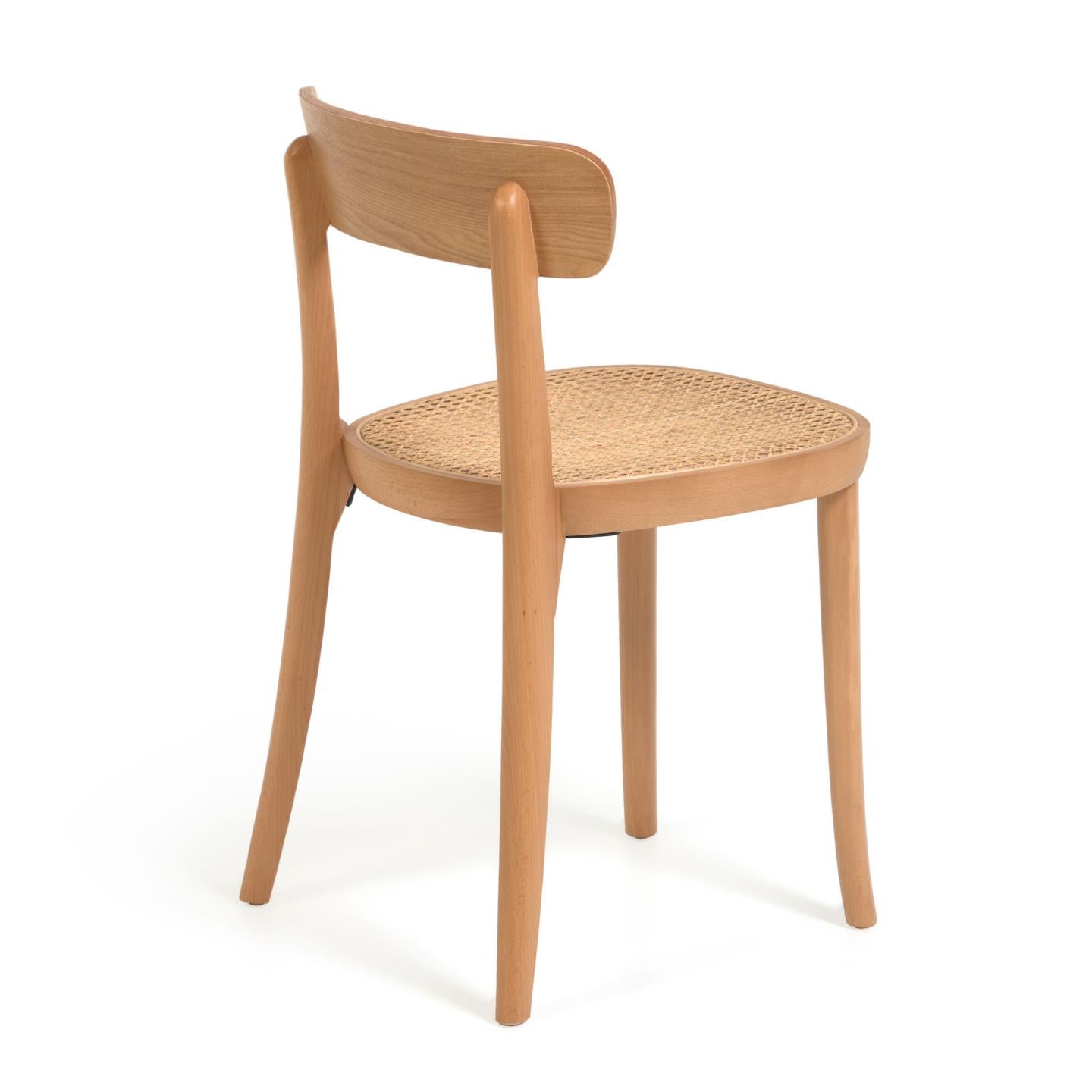 Romane chair in solid beech with natural finish, ash veneer and rattan
