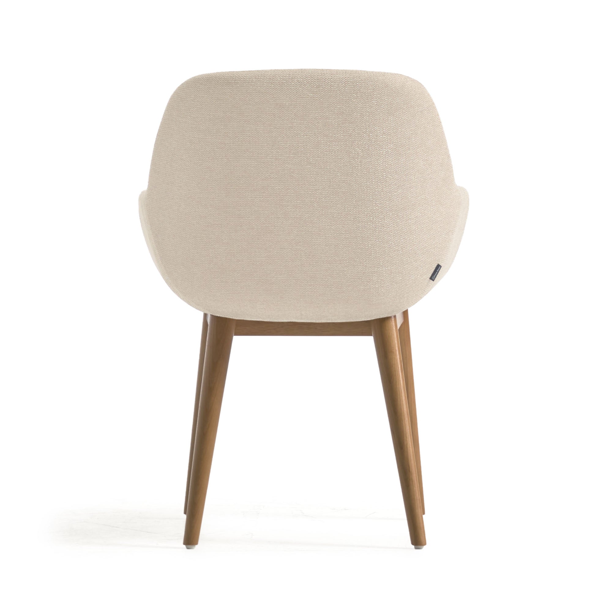 Konna chair in beige with solid ash wood legs in a dark finish