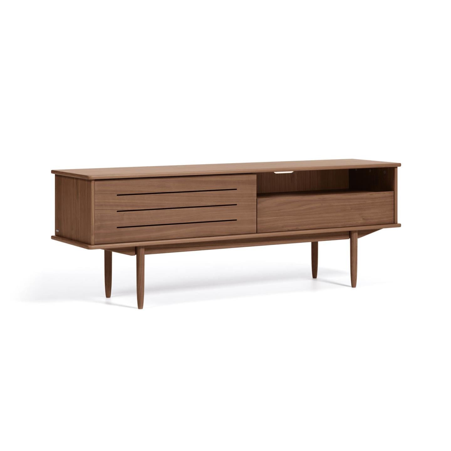 Carolin walnut wood veneer single door & drawer TV stand, 180 x 63.5 cm
