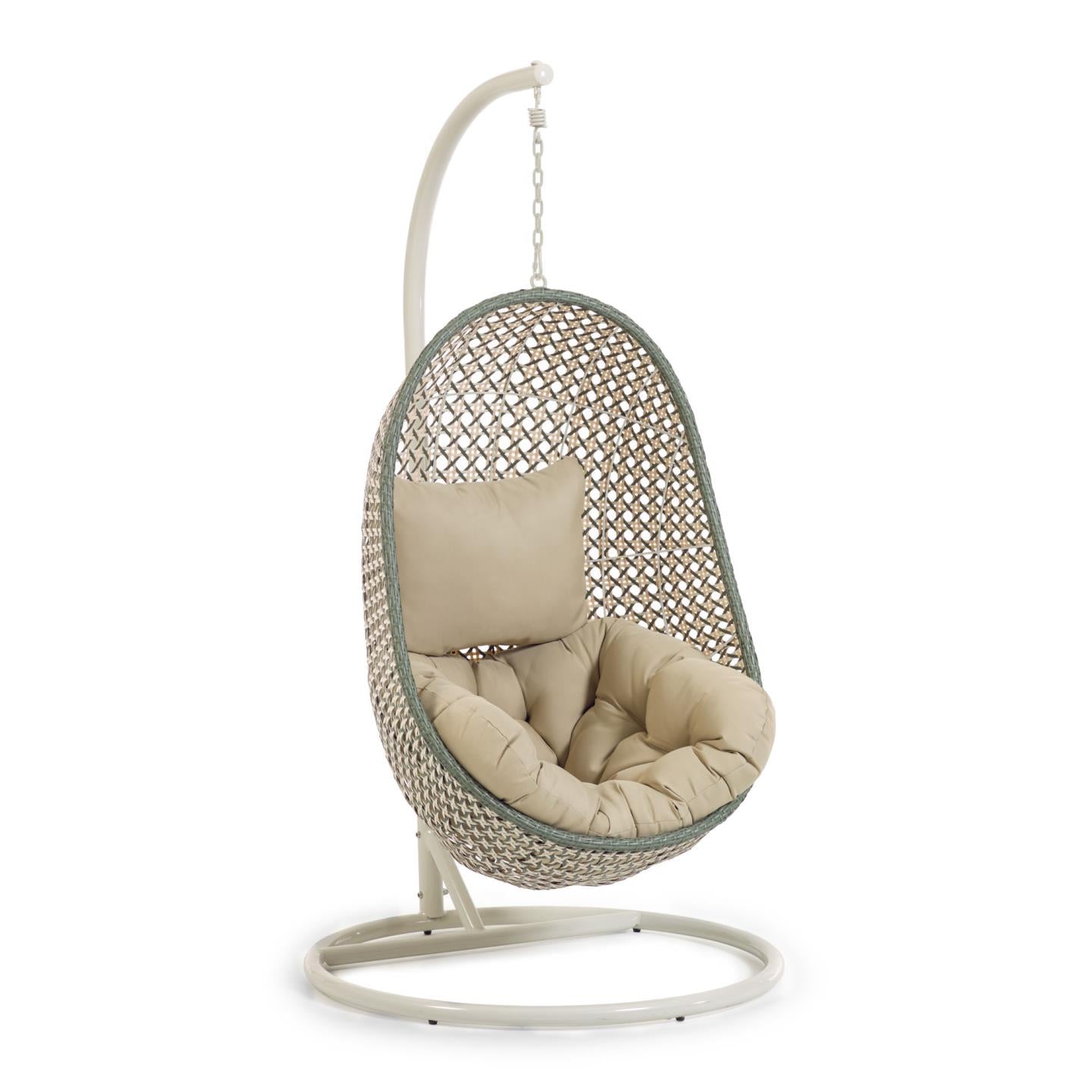 Hanging armchair with light grey Cira multicolour base