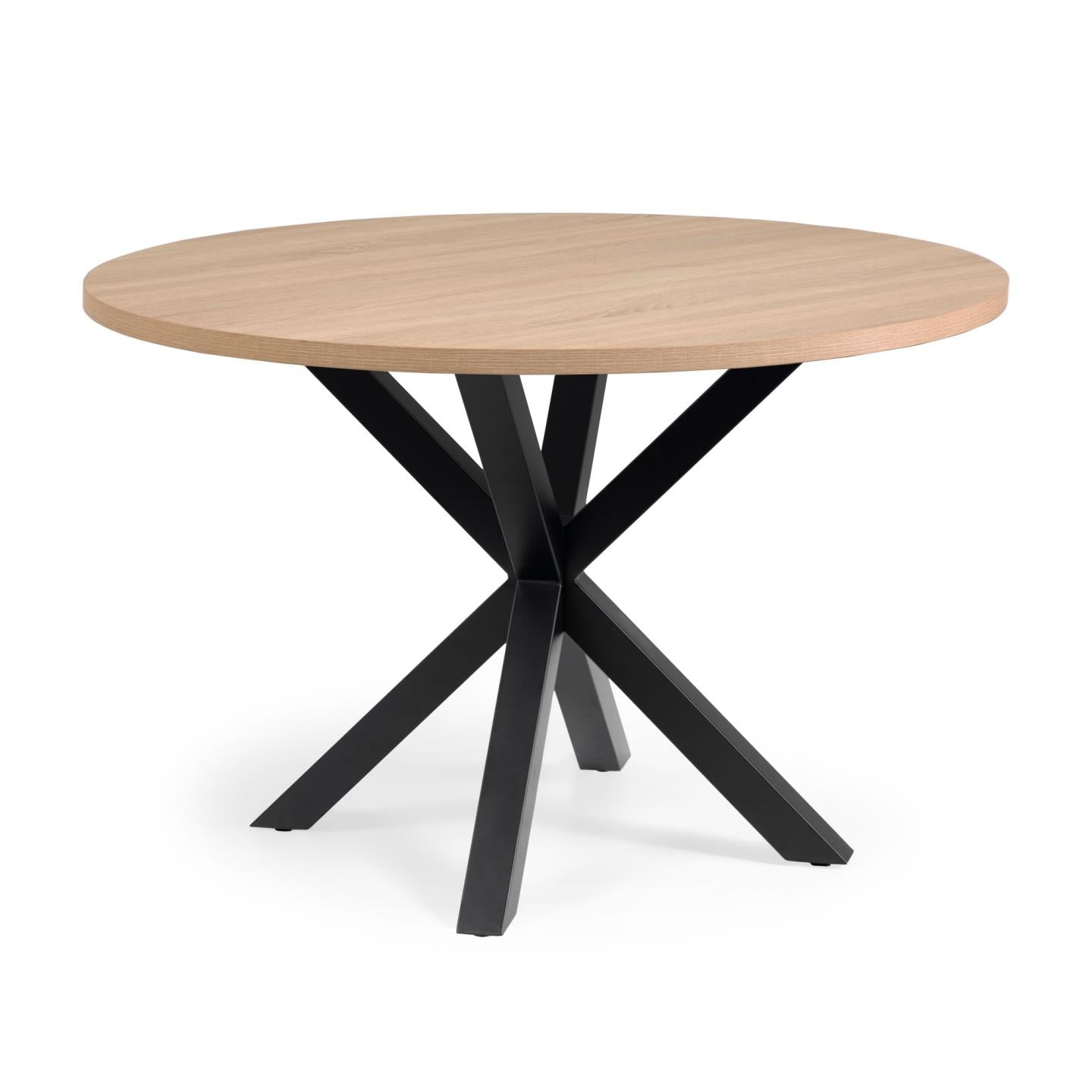 Full Argo round Ø 119 cm melamine table with steel legs with black finish