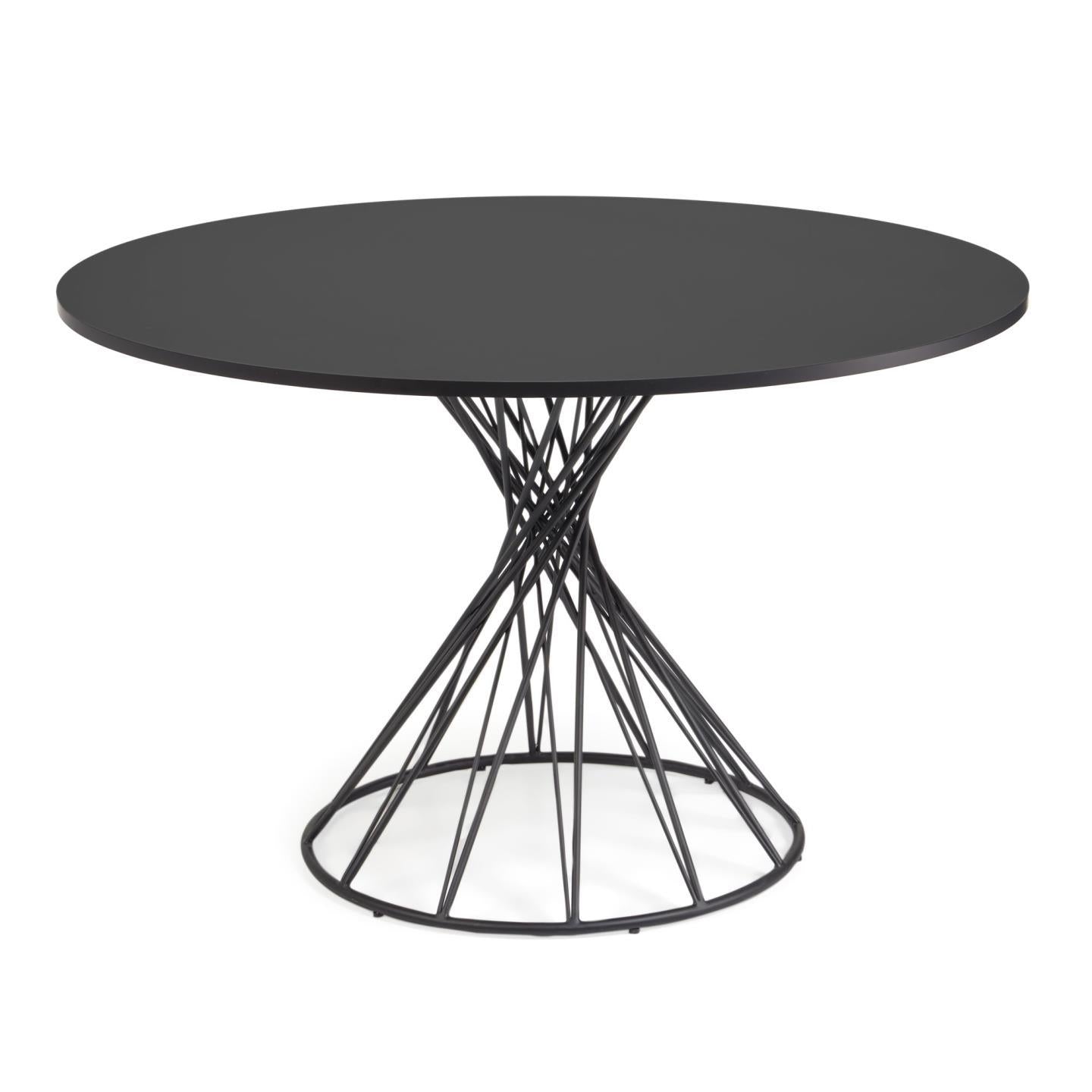 Niut round Ø 120 cm black laquered DM table with steel legs with black finish