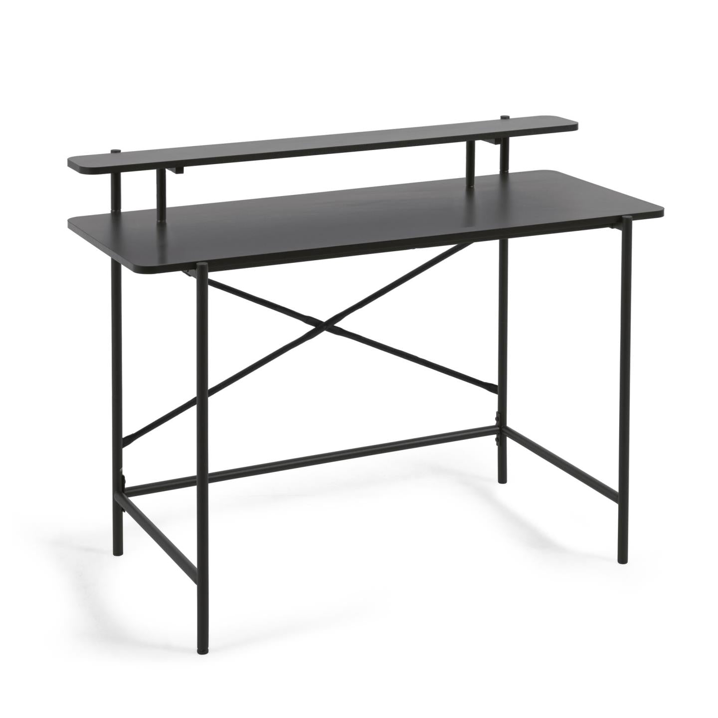 Galatia fekete melamin íróasztal fém lábakkal, fekete kivitelben 120 x 60 cm